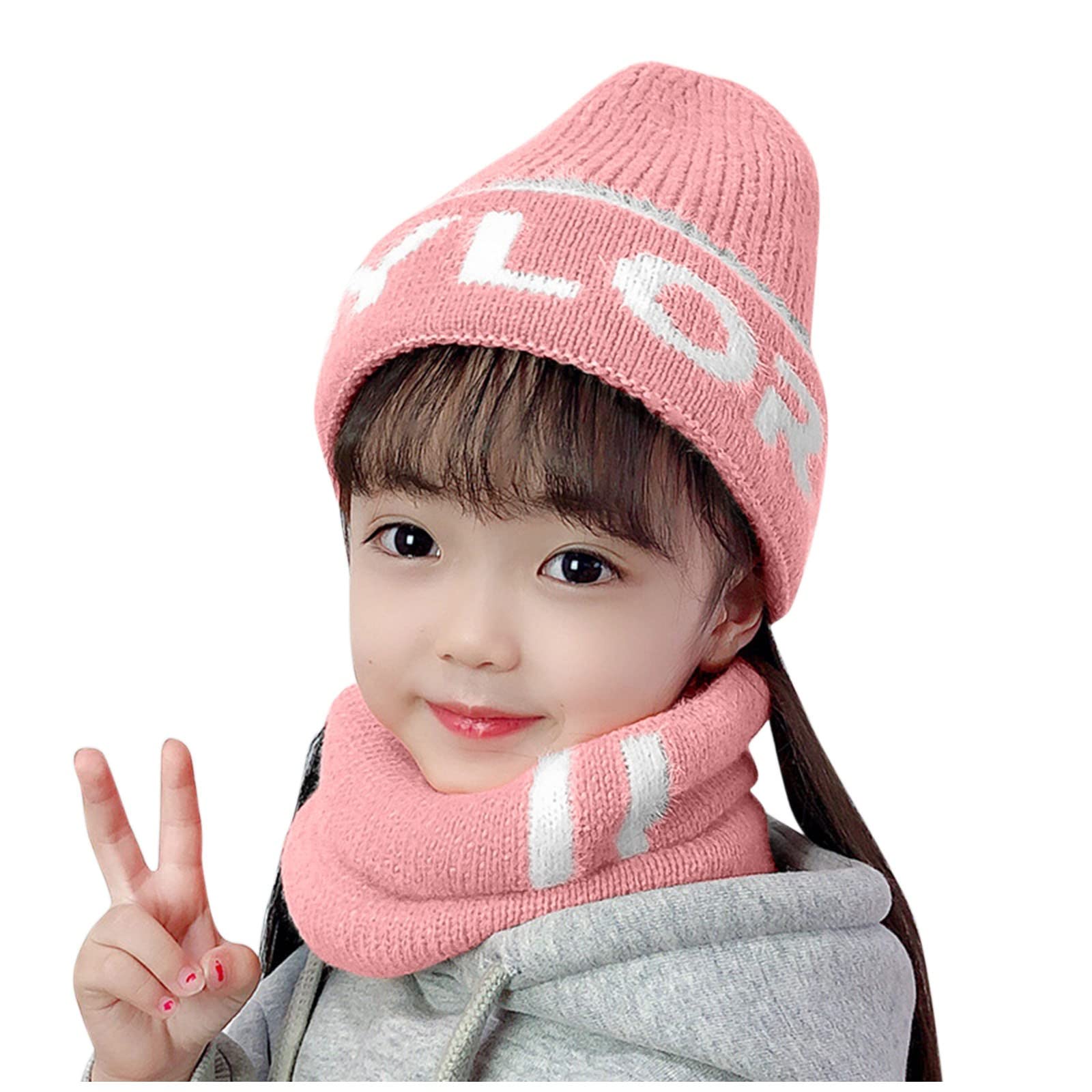 Warm Winter Knit Hooded Scarf Hat for Kids - Fleece Earflap Beanie for Cold Weather - Perfect for Snow Play, Skiing & Outdoor Activities