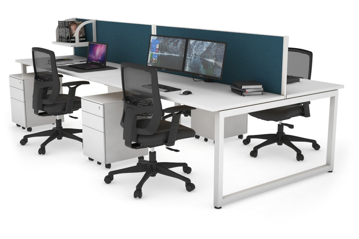 Quadro Loop Legs 4 Person Office Workstation Desk - 1800L x 700W - Modern Collaborative Workspace Solution for Team Projects & Office Meetings