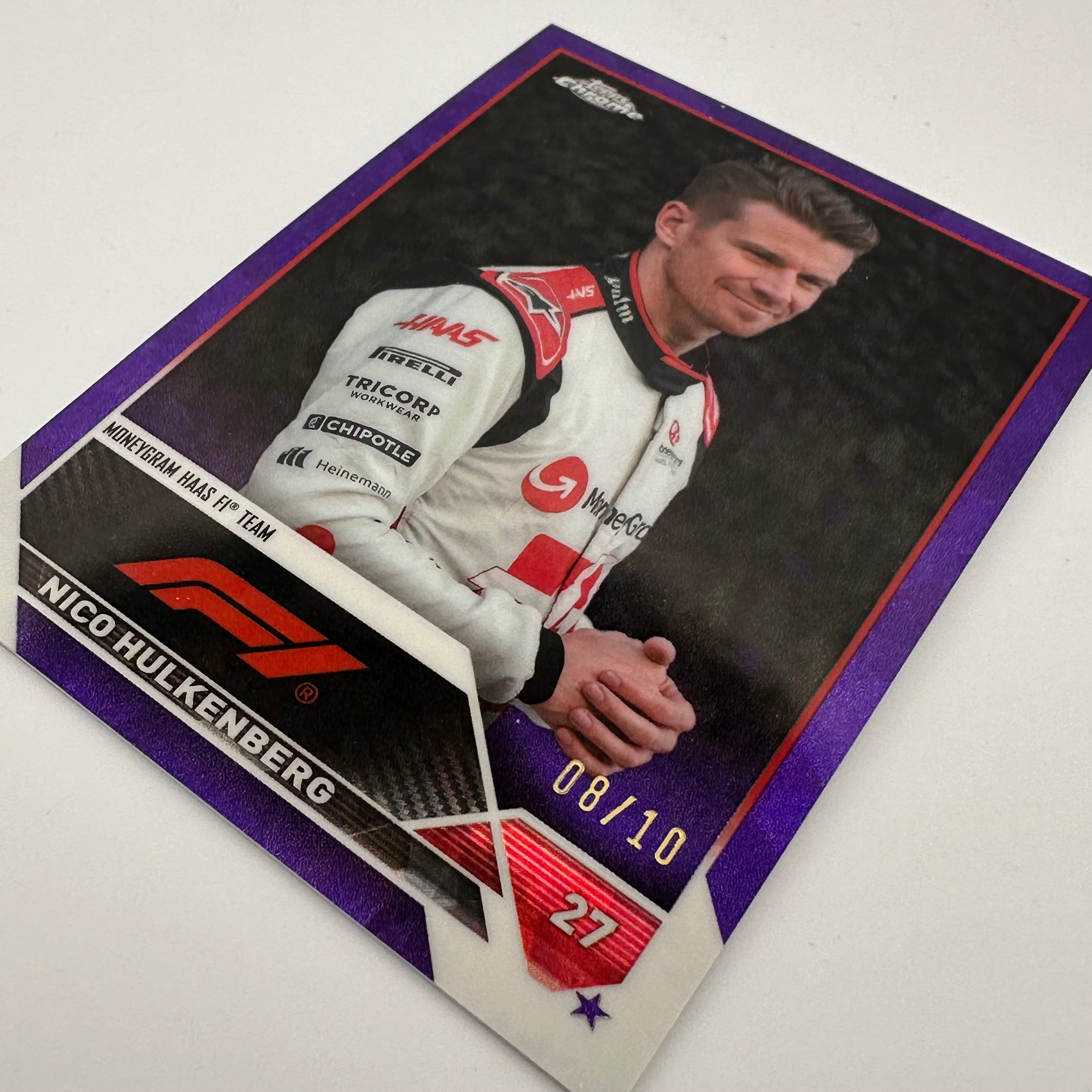2023 Topps Chrome Sapphire #47 Nico Hulkenberg Purple 8/10 - Rare F1 Racing Card for Collectors & Fans, Perfect for Displaying in Sports Memorabilia Collections