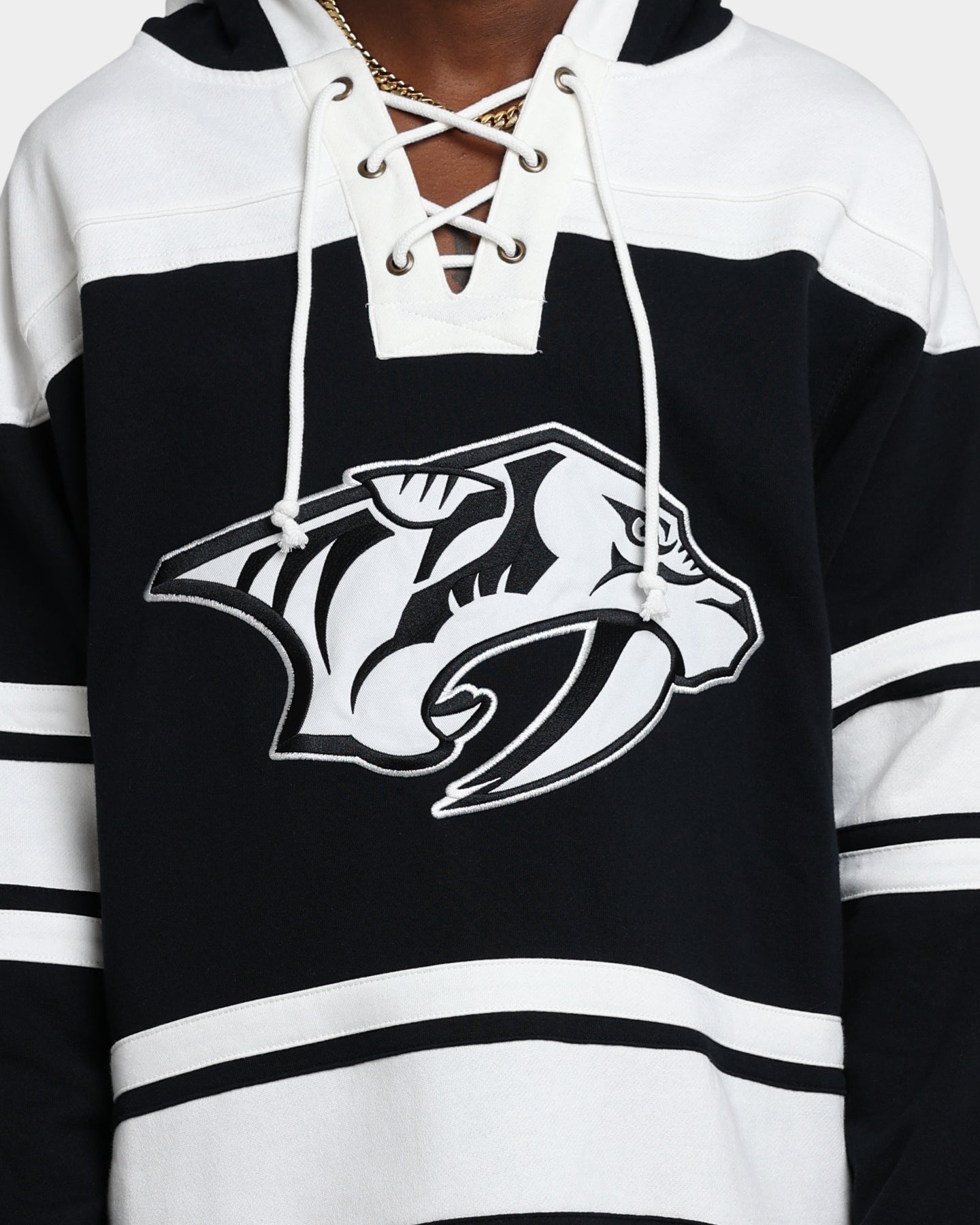 47 Brand Nashville Predators Superior Lacer Hoodie - Men's Black NHL Hockey Pullover Sweatshirt for Game Day & Casual Wear