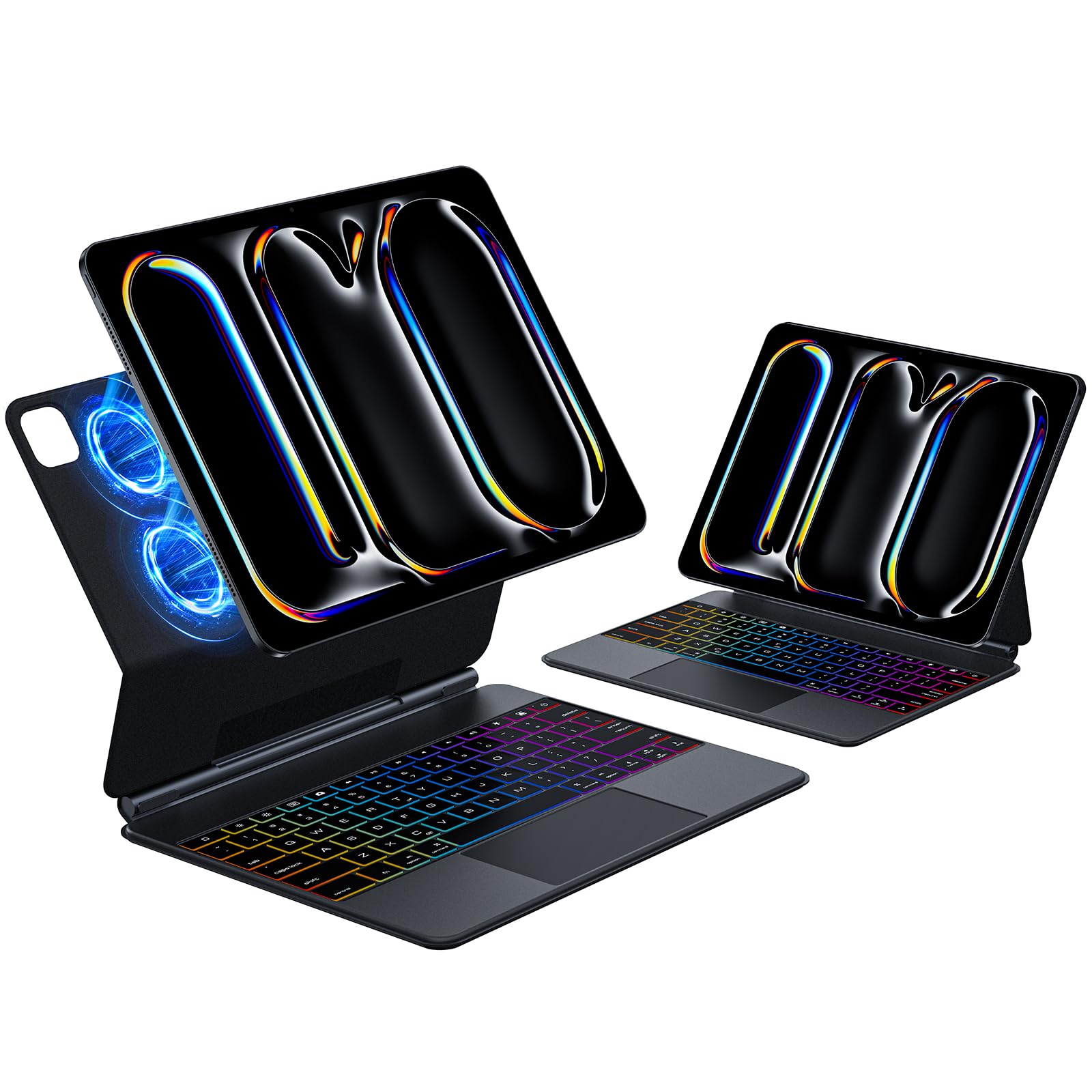 Magic Keyboard Case for iPad Pro 13 inch (M4 2024) - Wireless Backlit Keyboard with 7-Color RGB Lighting, Magnetic Stand & Multi-Touch Trackpad | Perfect for Work, Study & Creative Projects (Black)