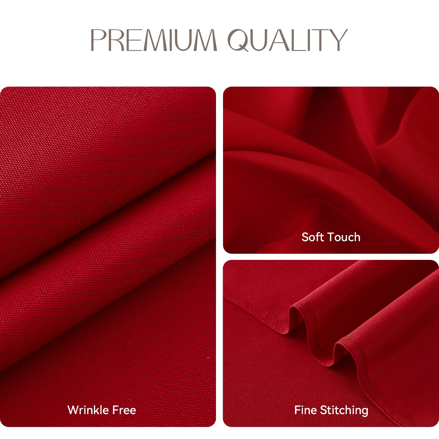 Romanstile Christmas Rectangle Tablecloth - Waterproof & Wrinkle-Resistant Washable Polyester Square Table Cover for Kitchen, Dining, Party, Wedding - Indoor & Outdoor Holiday Decor (54x54 Inches, Red) - Perfect for Christmas Dinner, Festive Gatherings & Seasonal Home Decor