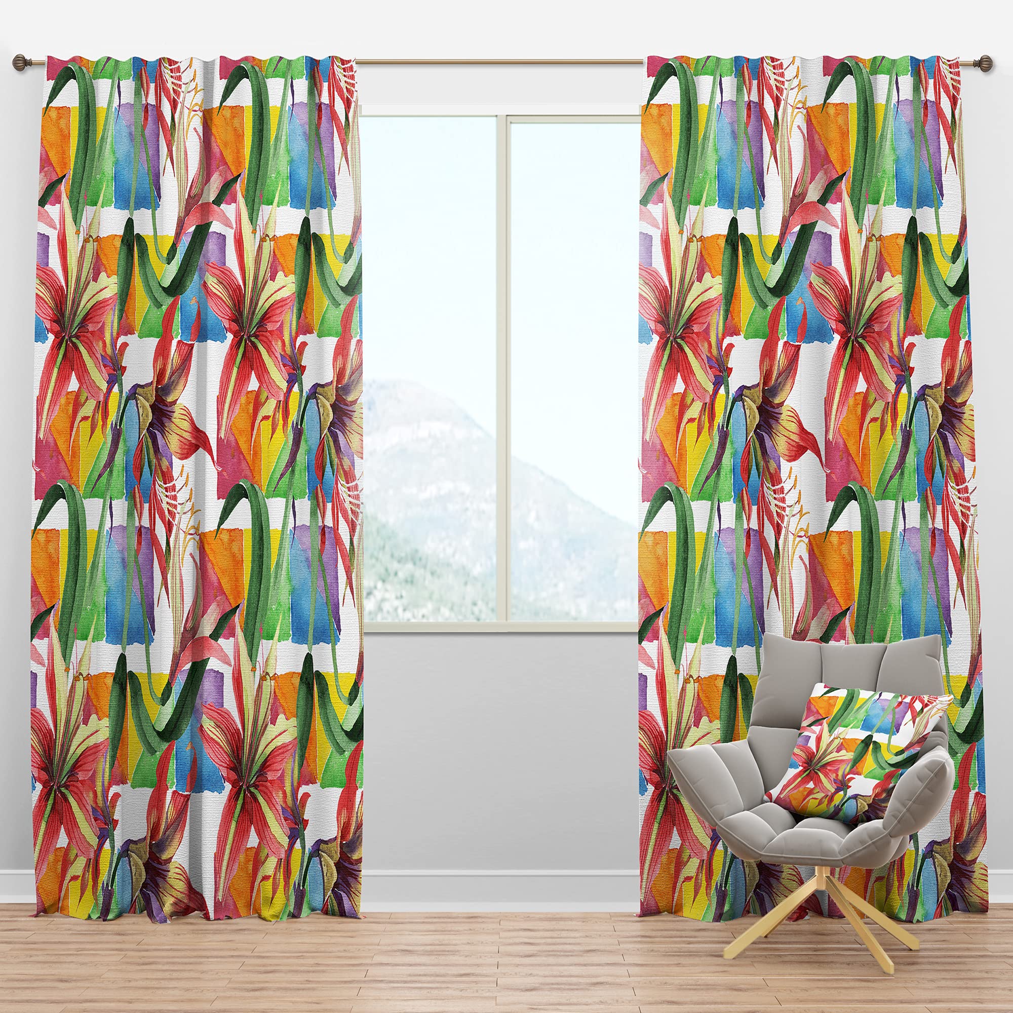 DesignQ Blackout Curtains - Retro Floral Botanical Print Thermal Insulated Drapes for Bedroom & Living Room (52x120, Single Panel) - Perfect for Light Blocking, Privacy & Energy Efficiency
