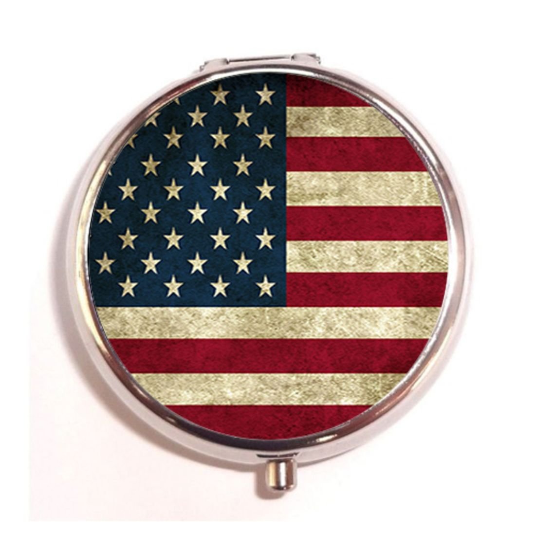 American Flag Custom Fashion Pill Box - Portable Medicine Tablet Holder Organizer Case for Pocket or Purse - Perfect for Travel, Work & Daily Medication Management