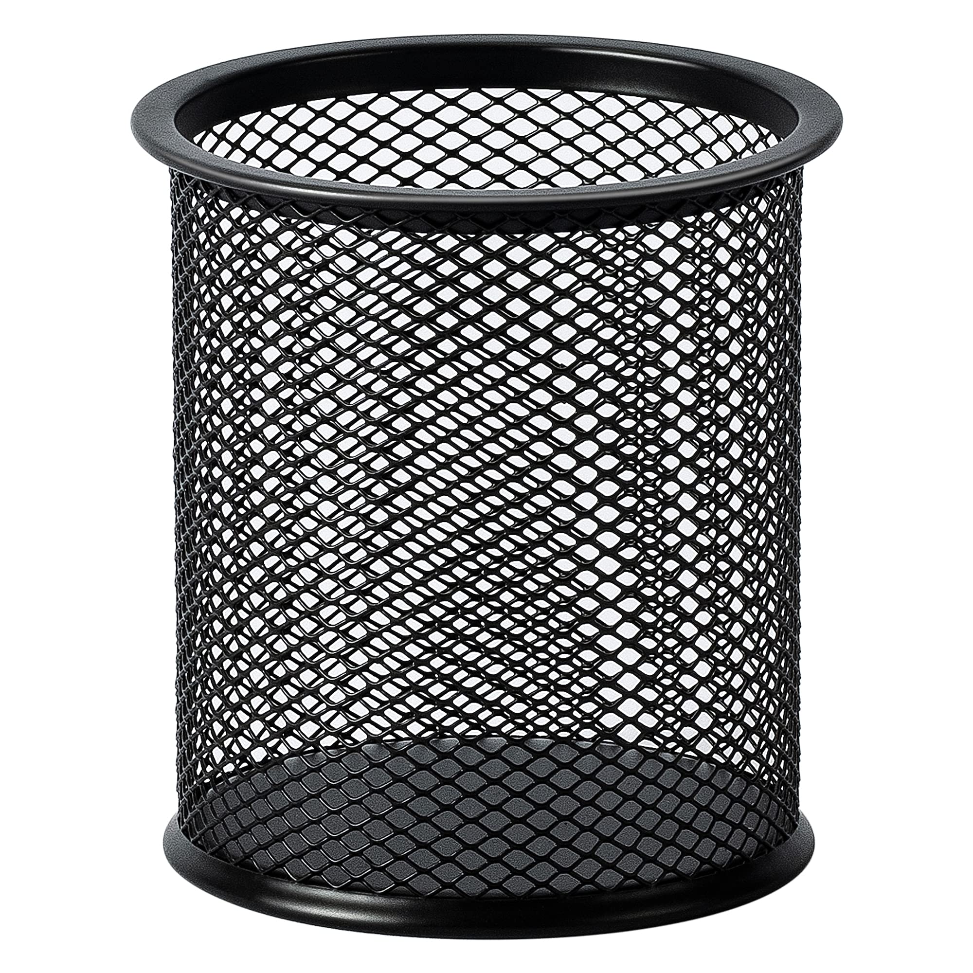 Amazon Basics Black Wire Mesh Pen Cup - Organizer for Office, School & Home Desk Accessories - Perfect for Pens, Pencils, Markers & Scissors
