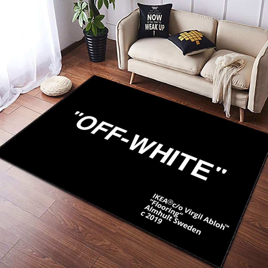 Custom Keep Off Rug - Off White Hypebeast Carpet for Living Room & Bedroom - Personalized Home Decor (4.6x6.56 Feet, 140x200cm) - Perfect for Modern Apartments, Dorm Rooms & Instagram-Worthy Spaces