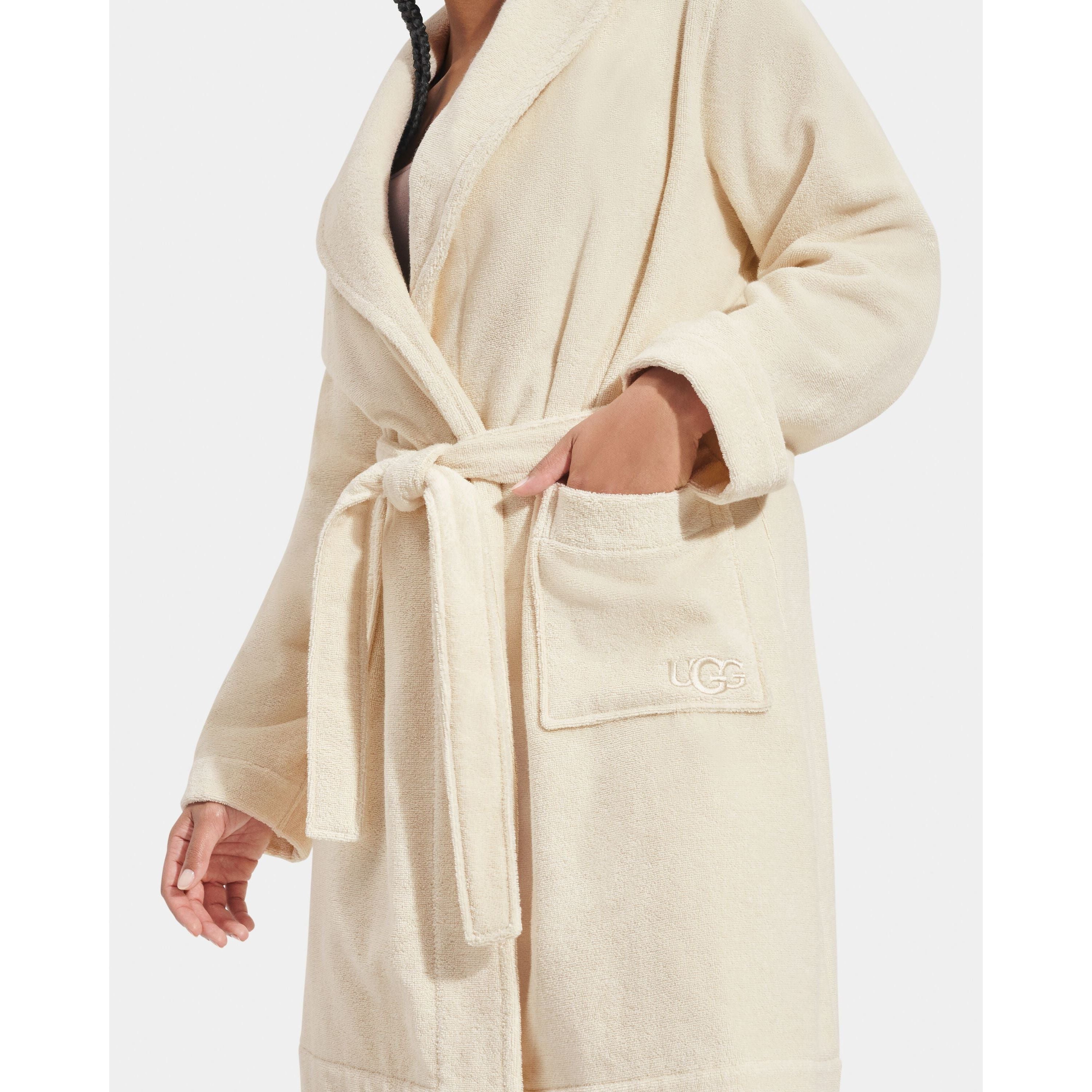 UGG Women's Lenore Terry Robe - Soft Plush Fleece Bathrobe with Pockets, Cozy Loungewear for Spa, Home Relaxation & Gift Giving