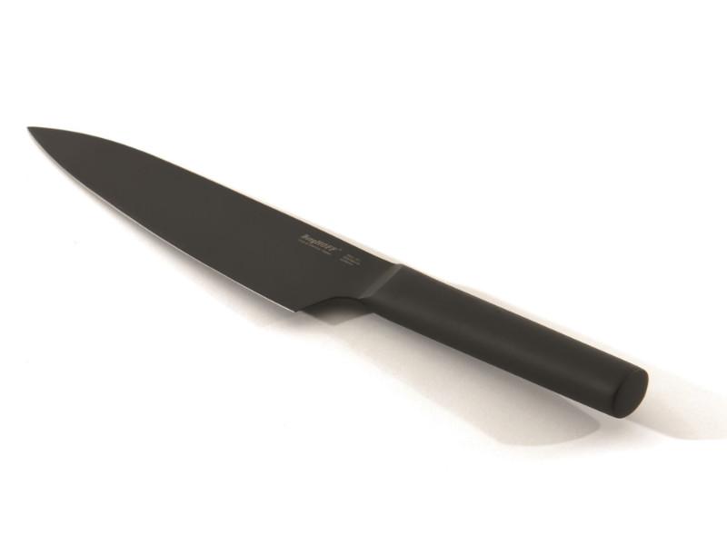 BergHOFF Ron 7.5-Inch Professional Chef Knife - High Carbon Stainless Steel Blade with Ergonomic Black Handle - Perfect for Slicing, Dicing, and Chopping Vegetables, Meat, and Herbs in Professional Kitchens & Home Cooking