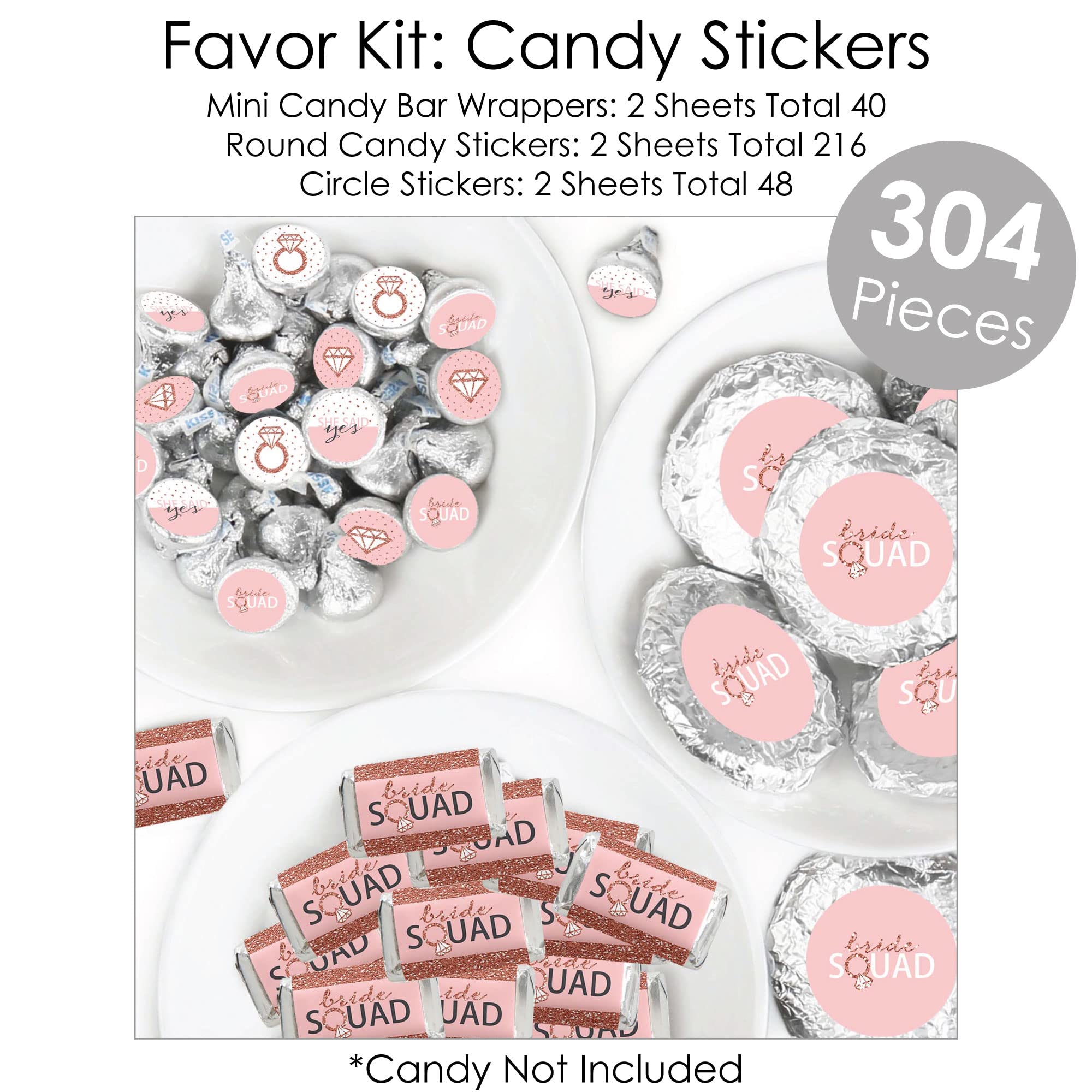 Rose Gold Bridal Shower Decorations - Bride Squad Banner & Party Supplies Kit for Bachelorette Parties, Weddings & Bridal Showers - Big Dot of Happiness Fundle Bundle