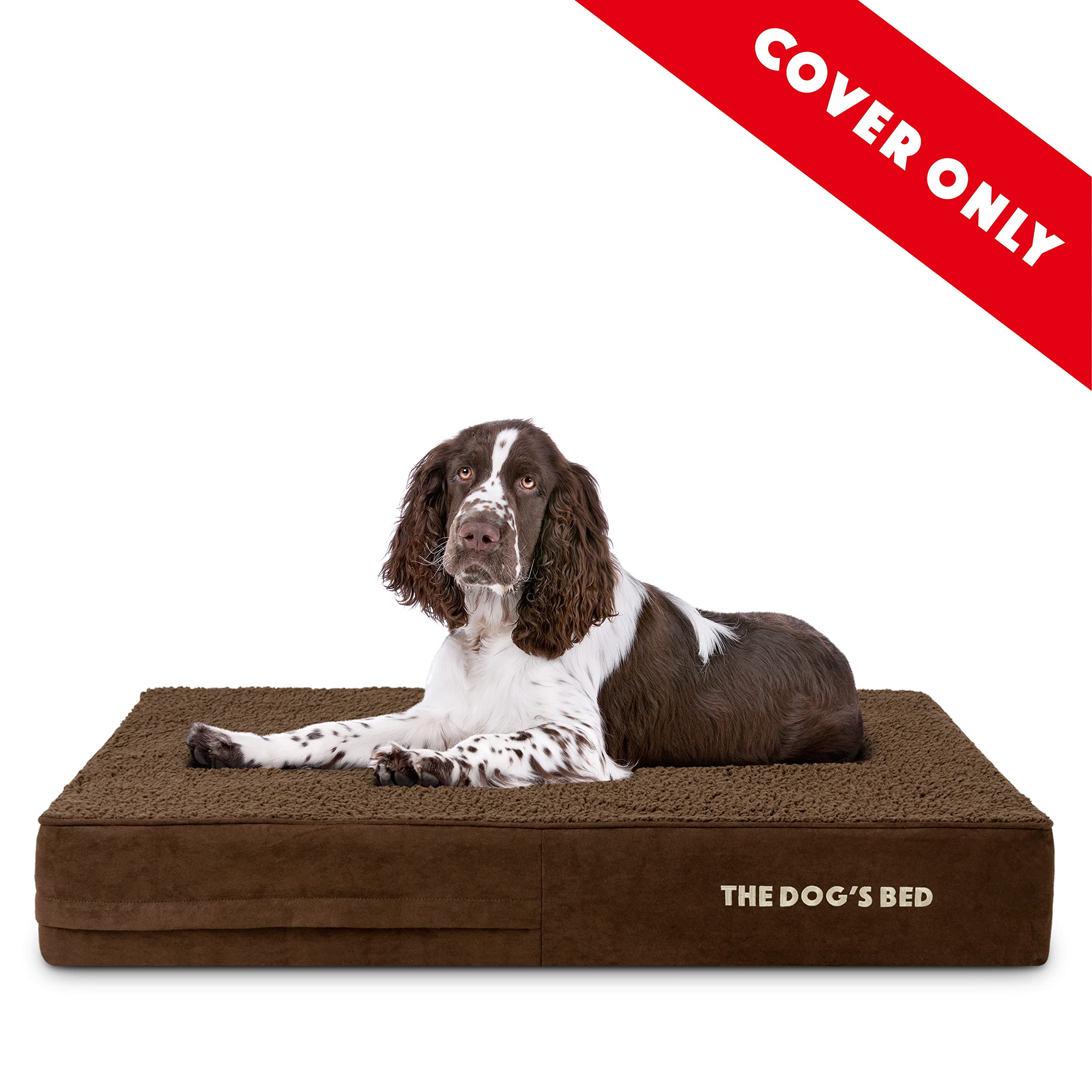 Washable Dog Bed Replacement Cover Only - Brown Plush Fabric, Large 40”x25”x6” - Perfect for Pet Sofas, Crates & Cozy Sleeping Areas (No Bed/Waterproof Liner Included)
