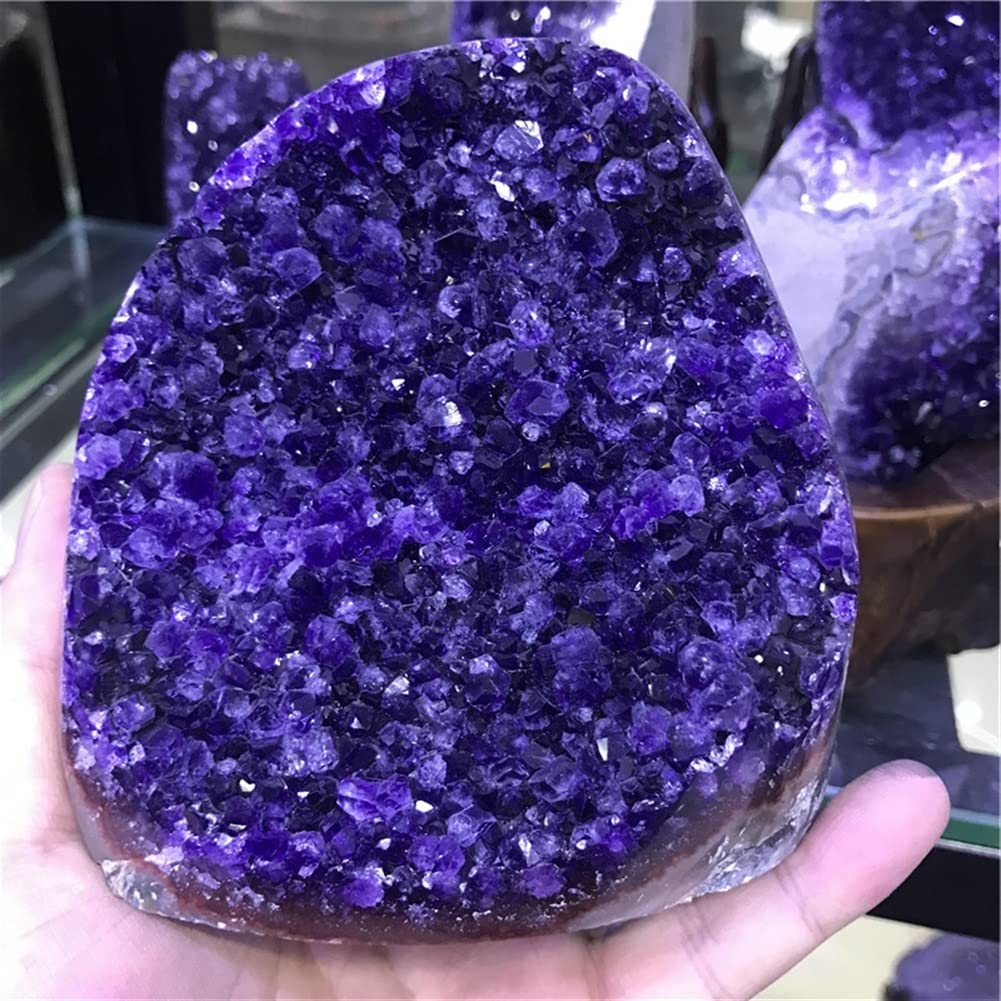 Natural Amethyst Geode Quartz Cluster Crystal Specimen - 1300-1400g Raw Purple Crystal for Energy Healing, Meditation, Home Decor & Spiritual Gifts