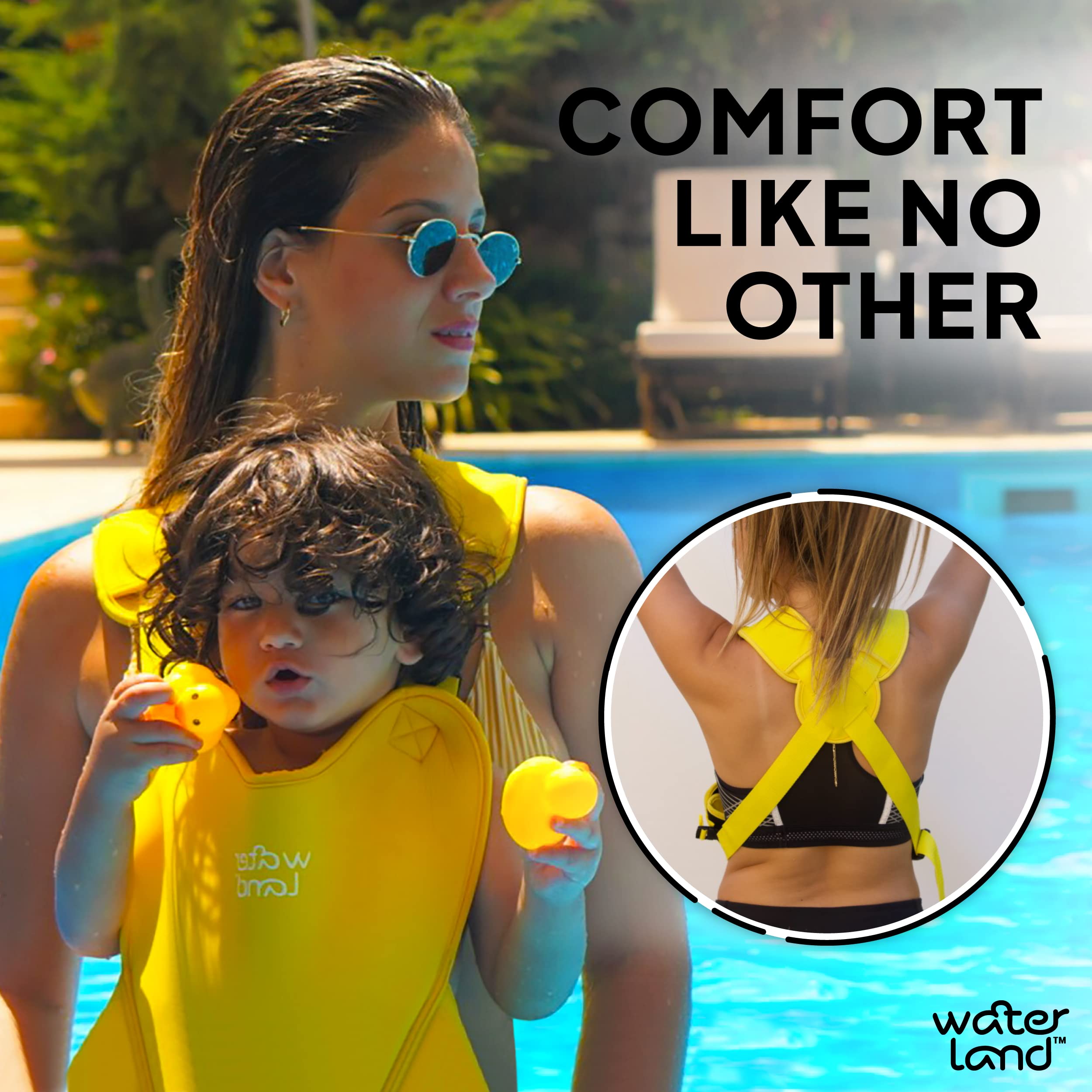 WaterLand Baby Carrier - Waterproof & Adjustable Infant Carrier for Pool, Beach & Outdoor Adventures - Lightweight Toddler Harness with Comfortable Straps (Urban Grey) - Perfect for Swimming, Travel & Daily Use