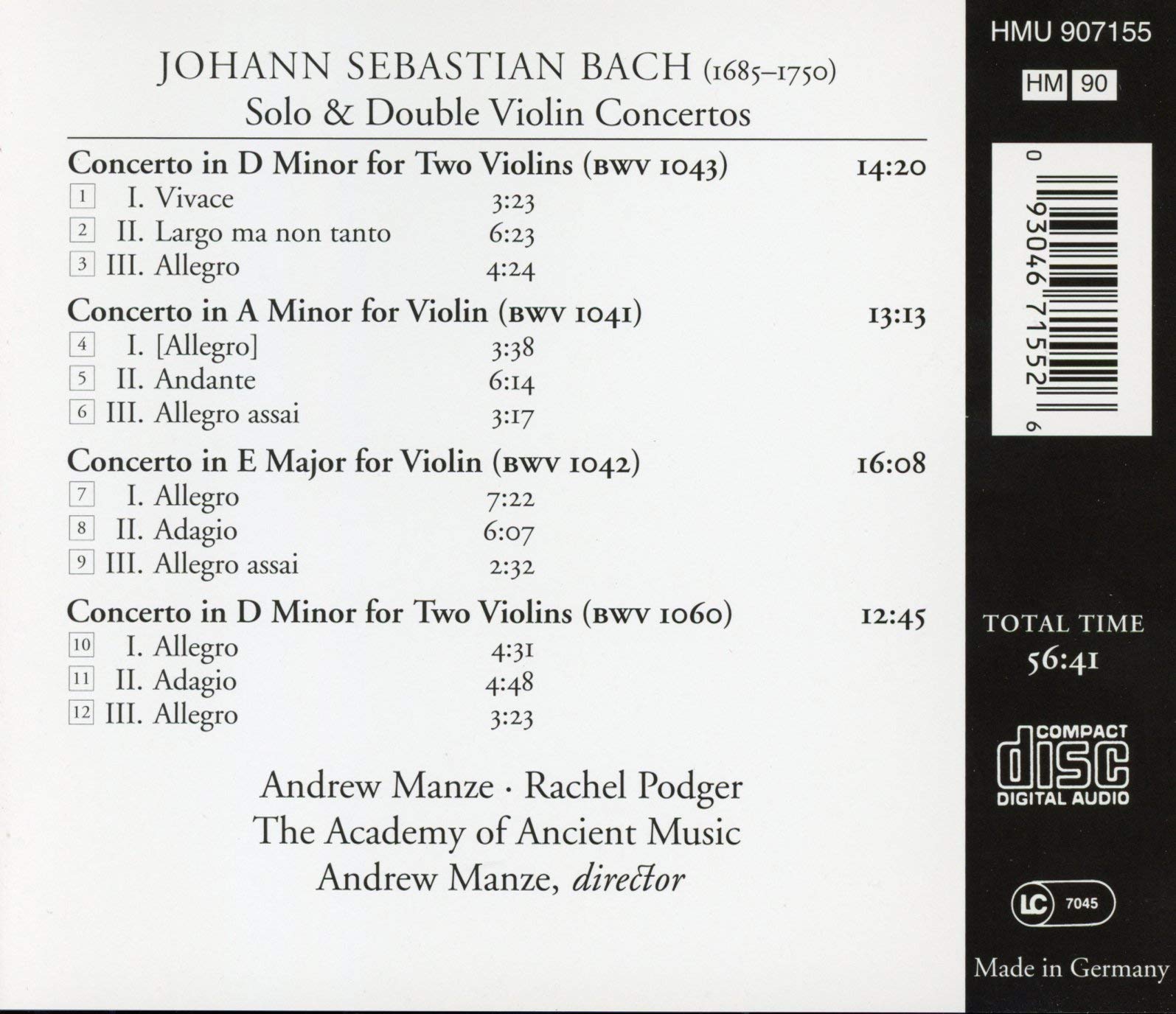 Bach: Solo & Double Violin Concertos - Classical Music CD for Relaxation, Study & Dinner Parties | Baroque Violin Concertos by Johann Sebastian Bach
