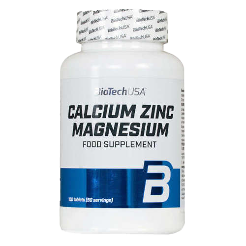 BioTechUSA Calcium Zinc Magnesium Supplement - 100 Tablets for Bone Health, Muscle Support & Immune Boost | Daily Wellness & Fitness Nutrition