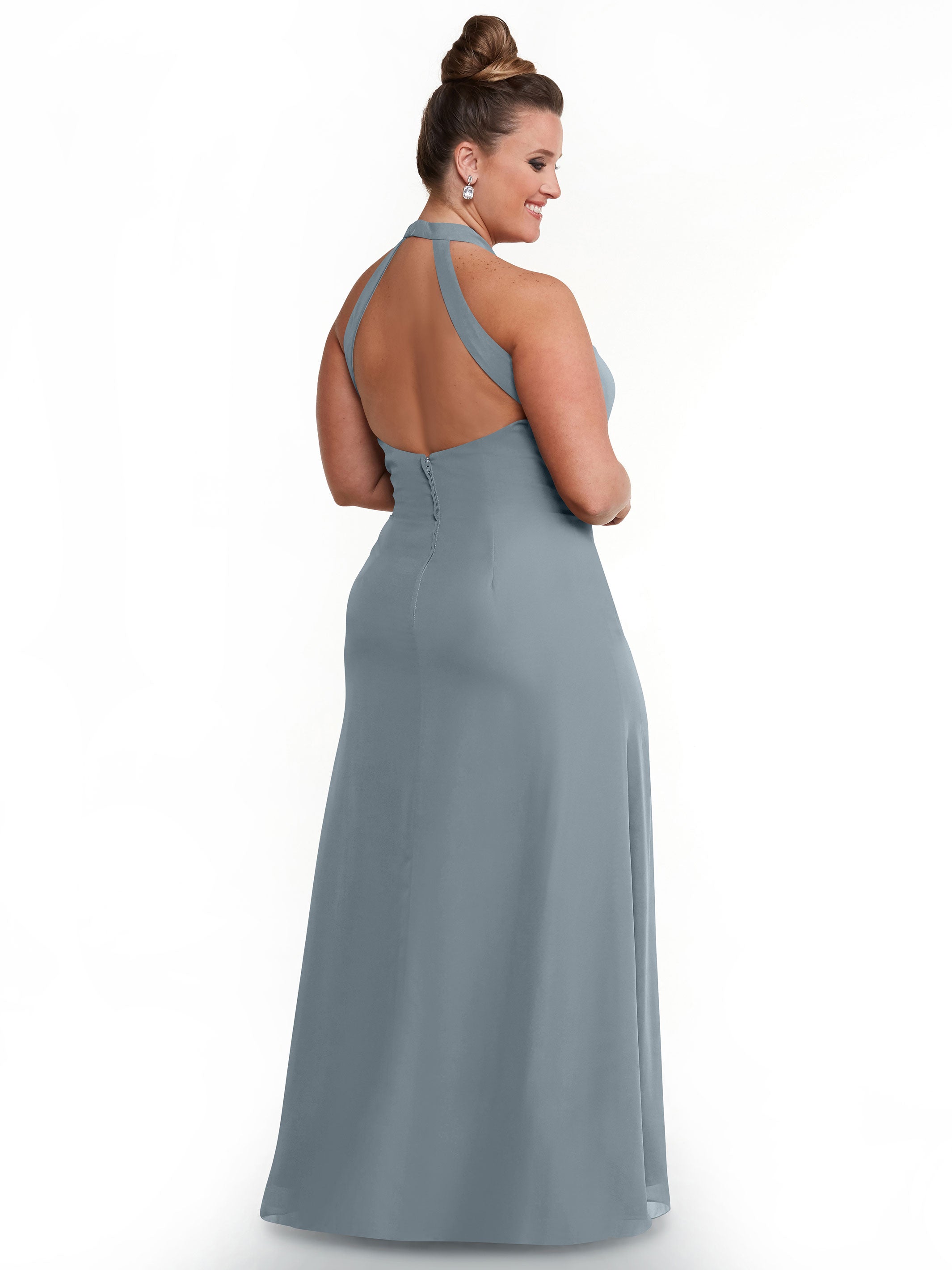Elegant 80138 Chiffon A-Line Bridesmaid Dress with Keyhole Halter Neckline - Perfect for Weddings, Formal Events & Special Occasions