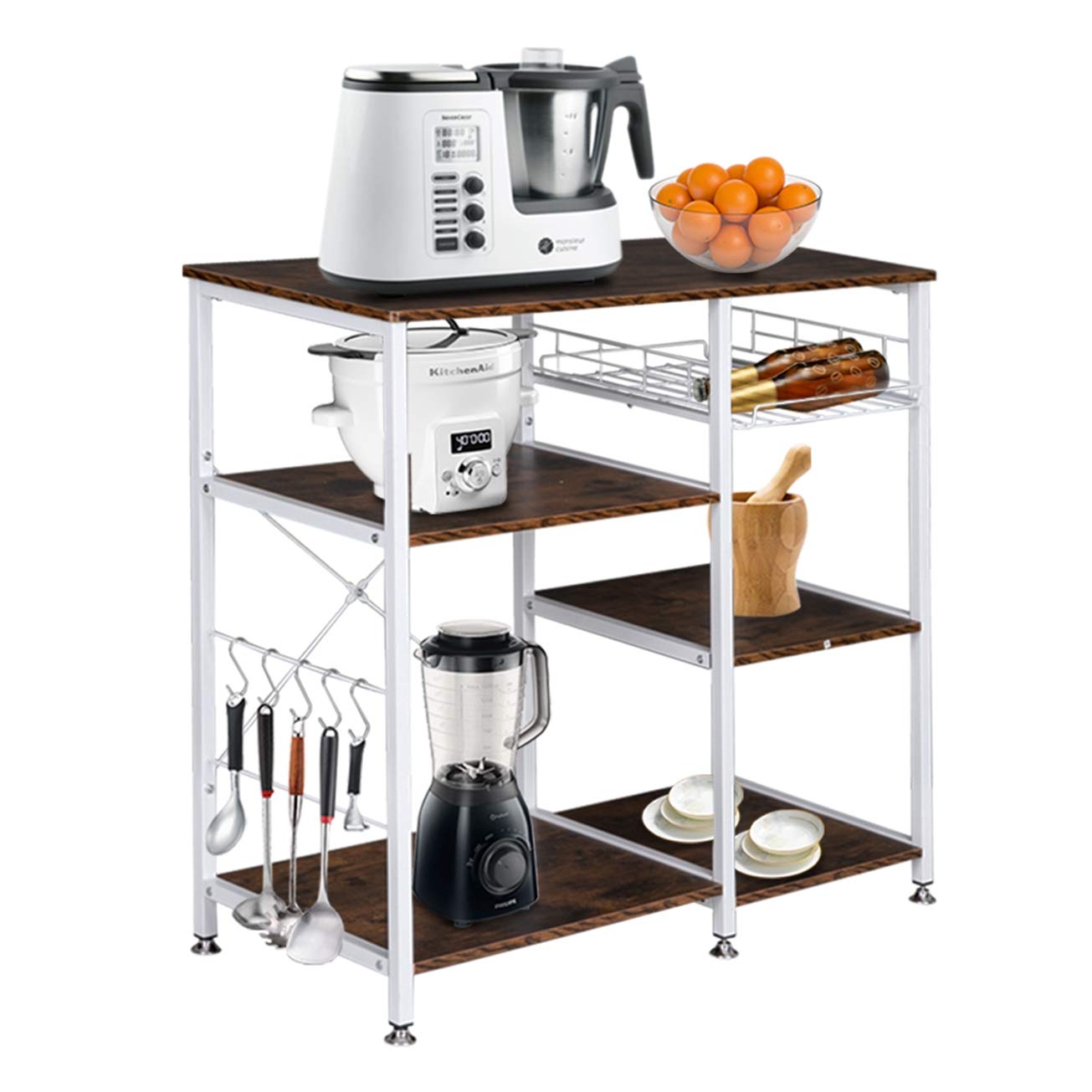 3-Tier Industrial Kitchen Baker's Rack with Microwave Stand - Heavy Duty Storage Cart & Workstation Shelf for Baking, Cooking & Organizing - Perfect for Home, Restaurant & Commercial Kitchens