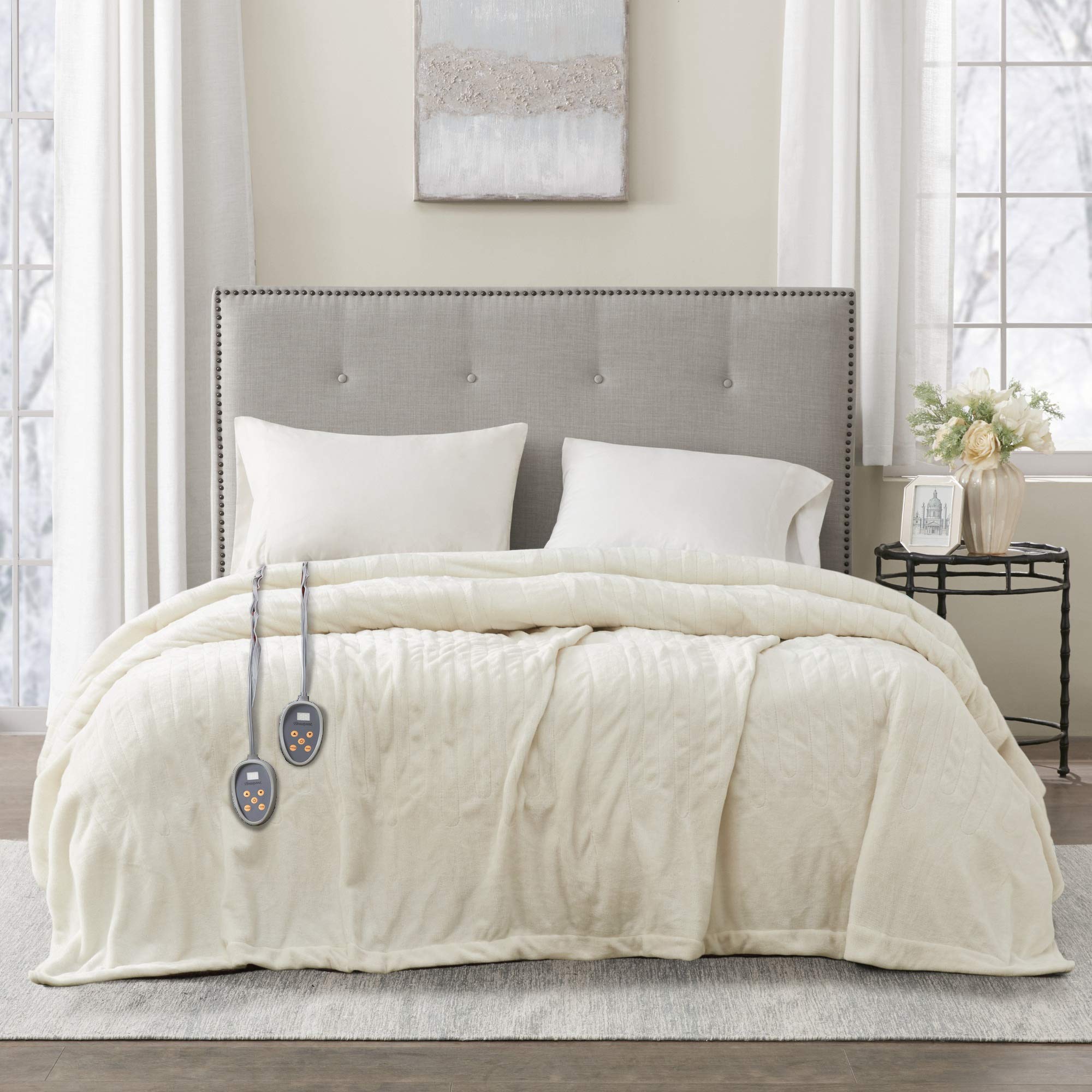 Beautyrest Electric Heated Blanket for Winter - Fast Heating, Auto Shut Off, Zero EMF, 10 Heat Settings, UL Certified, Ivory King Size 90