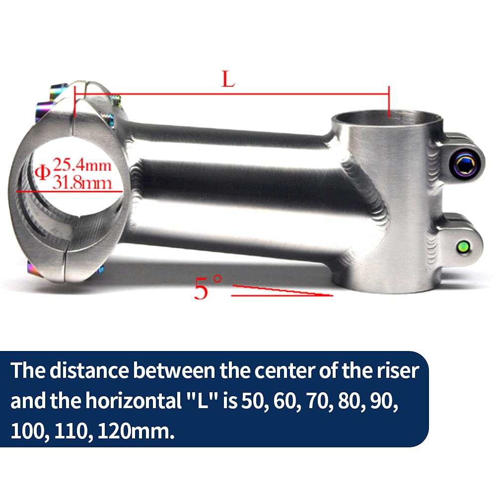 Premium Titanium Bicycle Stem - 25.4mm/31.8mm 5° Angle - Lightweight Handlebar Stem for Mountain/Road/BMX/MTB Bikes - 50/60/70/80/90/100/110/120mm Length Options - Perfect for Racing, Commuting & Off-Road Cycling