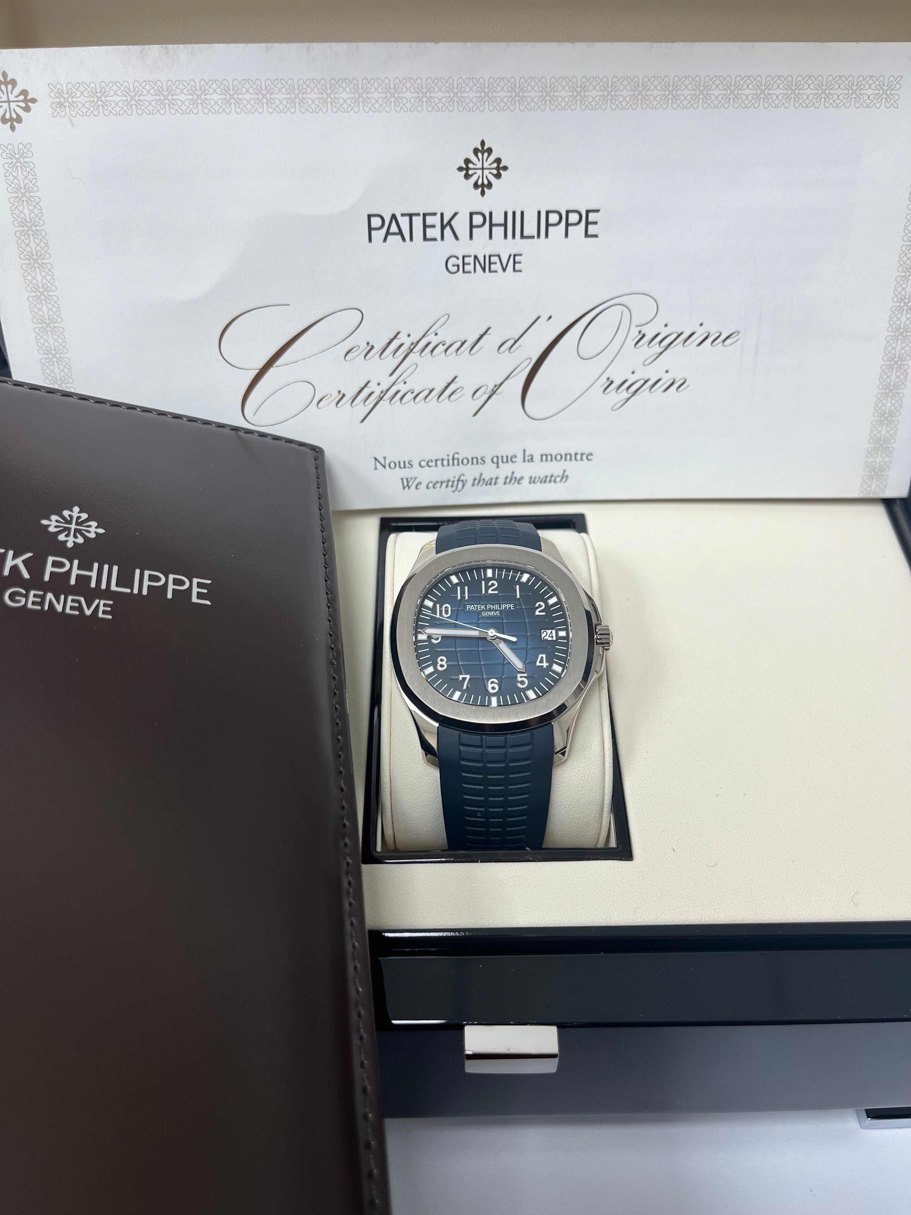 Patek Philippe Aquanaut 5168G-001 Luxury Watch - 18K White Gold Case with Blue Embossed Dial - Perfect for Business Meetings, Formal Events & Luxury Watch Collectors