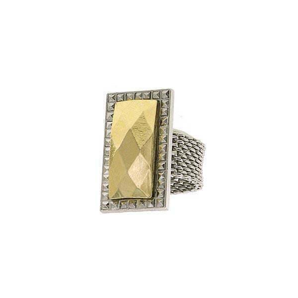 1928 Jewelry Fusion Lux Rectangular Stone Mesh Ring - Size 7 - Elegant Statement Jewelry for Women, Perfect for Parties, Weddings & Special Occasions