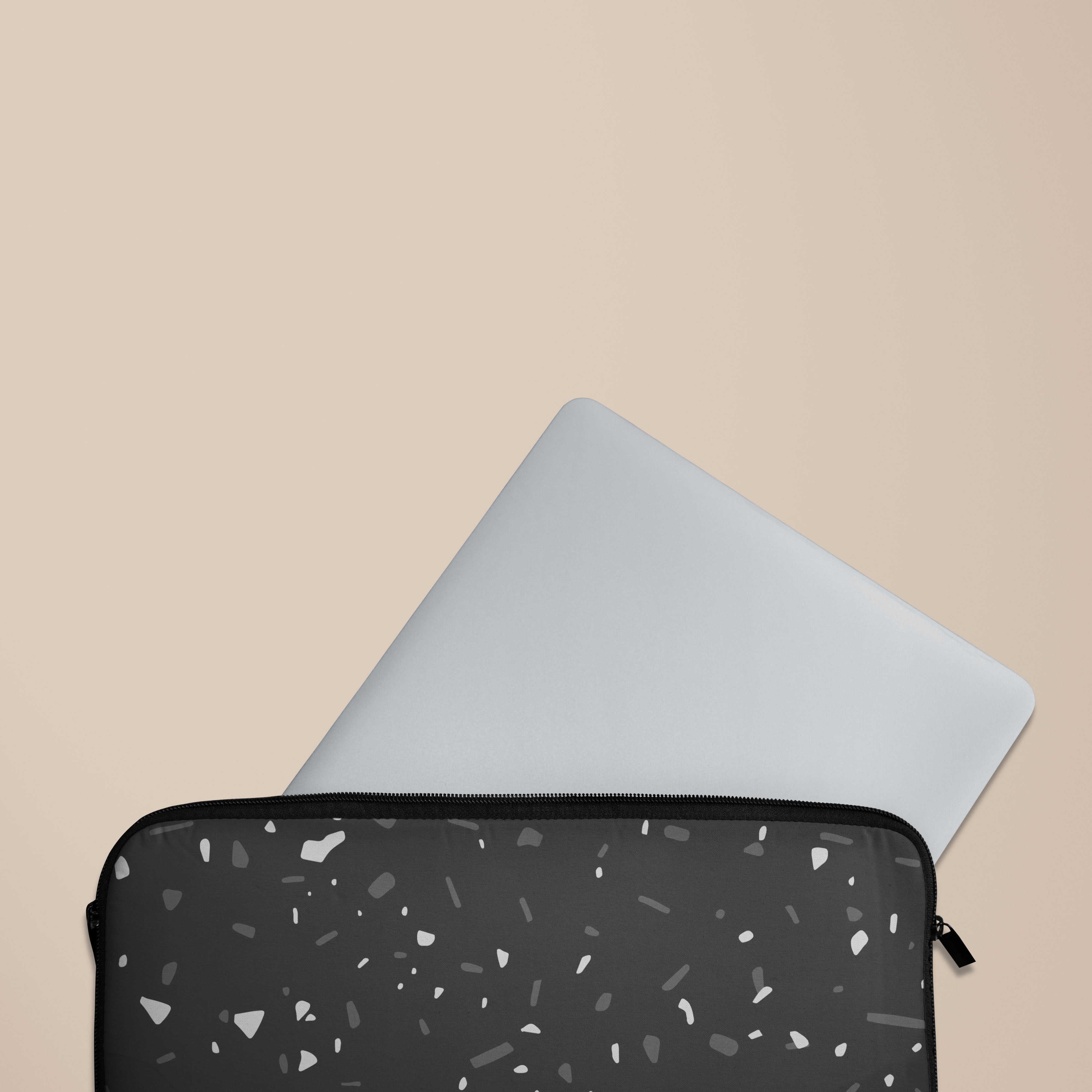 Stylish Black Terrazzo Pattern Laptop Sleeve Case - Protective 13-15 Inch MacBook Pro/Air Cover - Perfect for Work, Travel & School