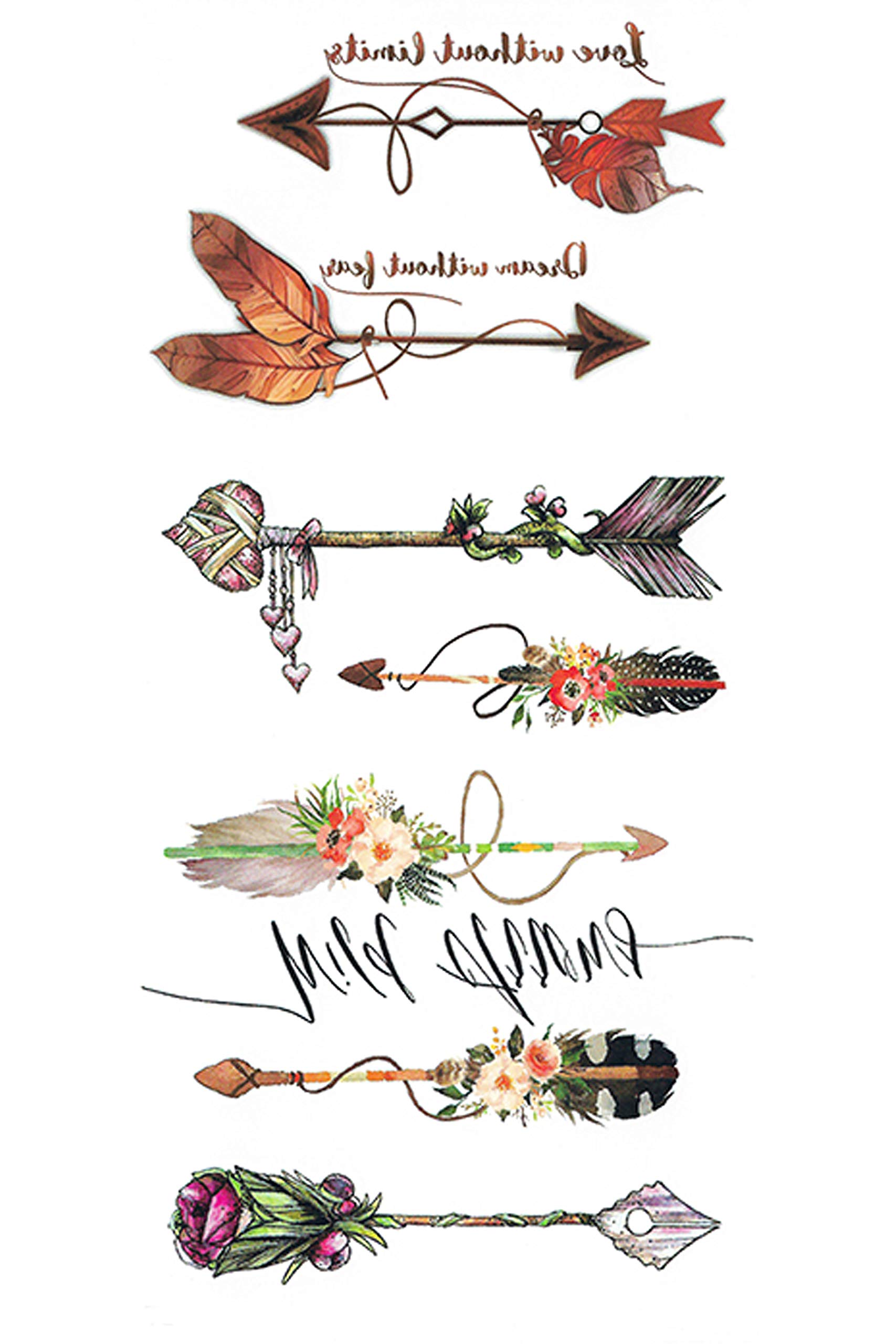 Waterproof Temporary Tattoo Stickers for Men & Women - 3D Realistic Flowers, Butterflies, Stars, Angels & Wolf Designs - Armband & Word Tattoos (TL-008, 19x9cm) - Perfect for Parties, Halloween Costumes & Body Art