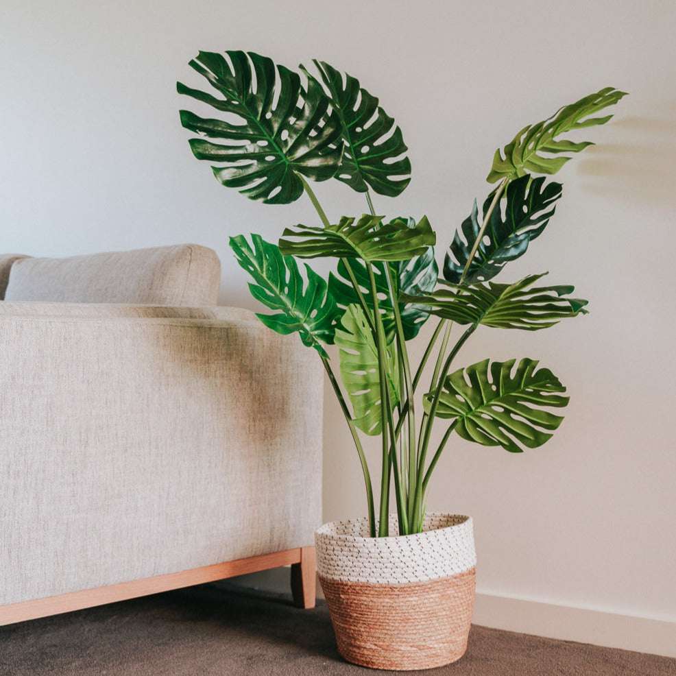 120cm Artificial Monstera Plant - Realistic Fake Potted Plant for Home Decor, Office, Living Room, Bedroom - Perfect for Indoor Greenery & Aesthetic Spaces