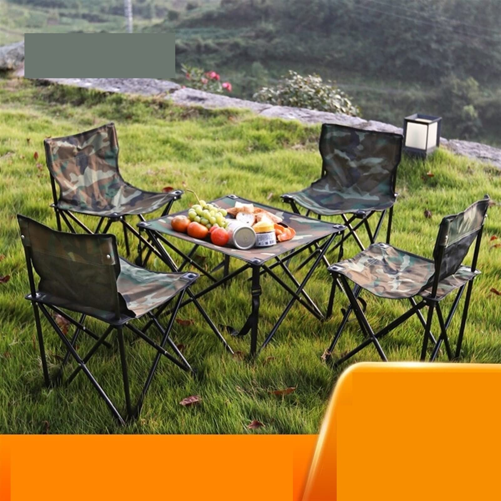 KIRANDY Portable Picnic Table - Lightweight Folding Camping Table with Carry Bag, Compact Roll Up Design for Outdoor Travel, Hiking & Beach (Camouflage Table & Chair Set) | Perfect for Backyard BBQs, Tailgating & RV Trips