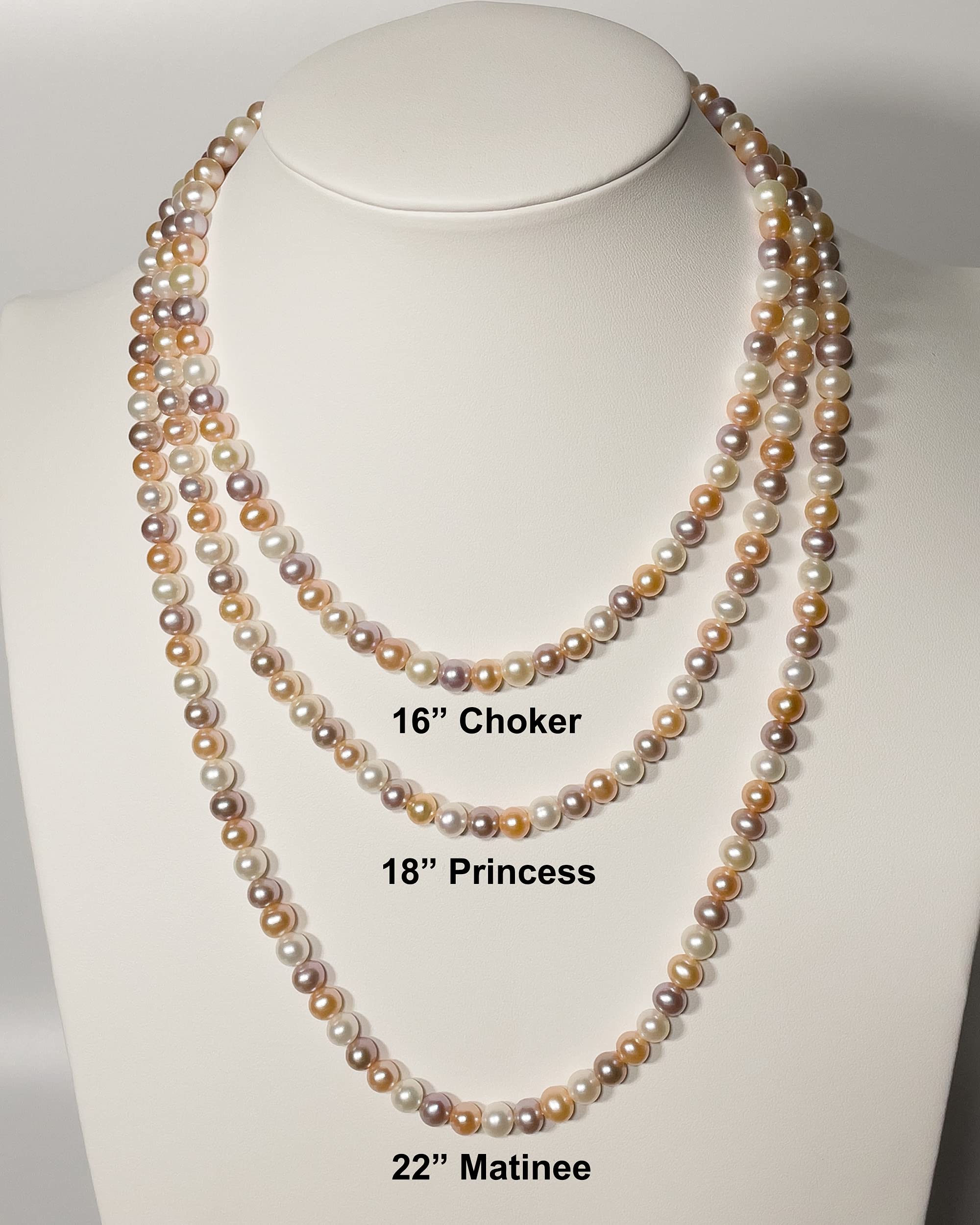 AA Quality 5-10mm Multicolor Freshwater Cultured Pearl Necklace for Women | 16-22 Inch Sterling Silver Clasp | Elegant Jewelry Gift for Wedding, Anniversary & Special Occasions