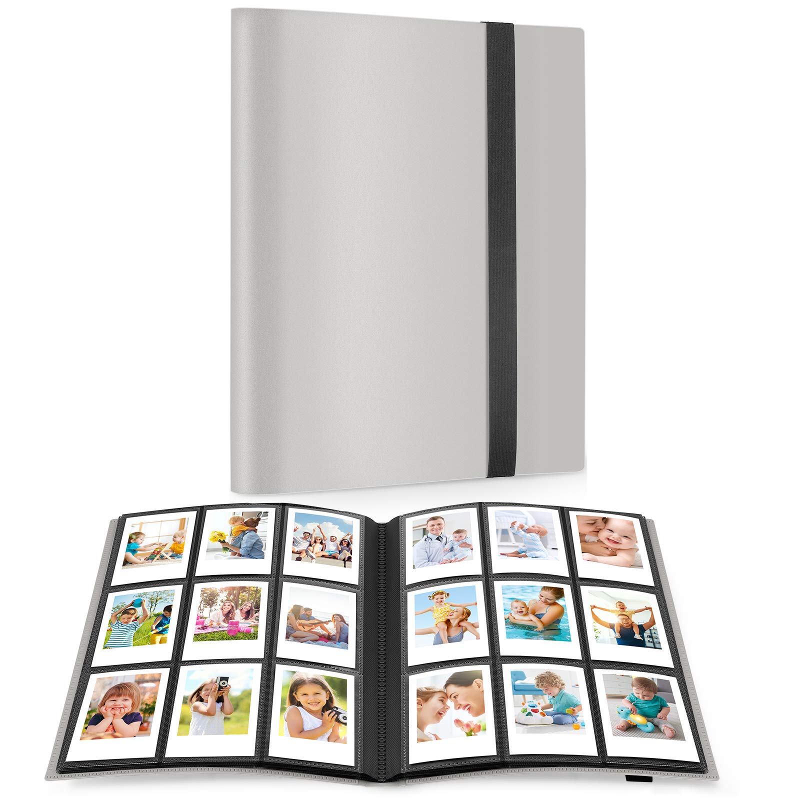 Ablus 360 Pockets Mini Photo Album for Fujifilm Instax Mini, Polaroid Snap, Z2300, SocialMatic & Zip Instant Printers - Compact Scrapbook for Instant Camera Photos (Gray) - Perfect for Travel, Parties, Weddings & Memory Keeping
