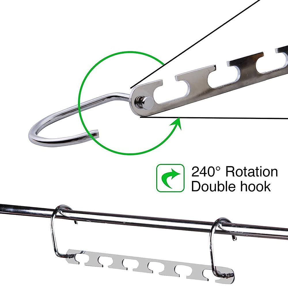 TOPIND 12-Hole Stainless Steel Magic Hangers - Space Saving Closet Organizer for Heavy Clothes (Pack of 4/6/8/10) | Wardrobe Storage Solution for Jackets, Pants & Coats