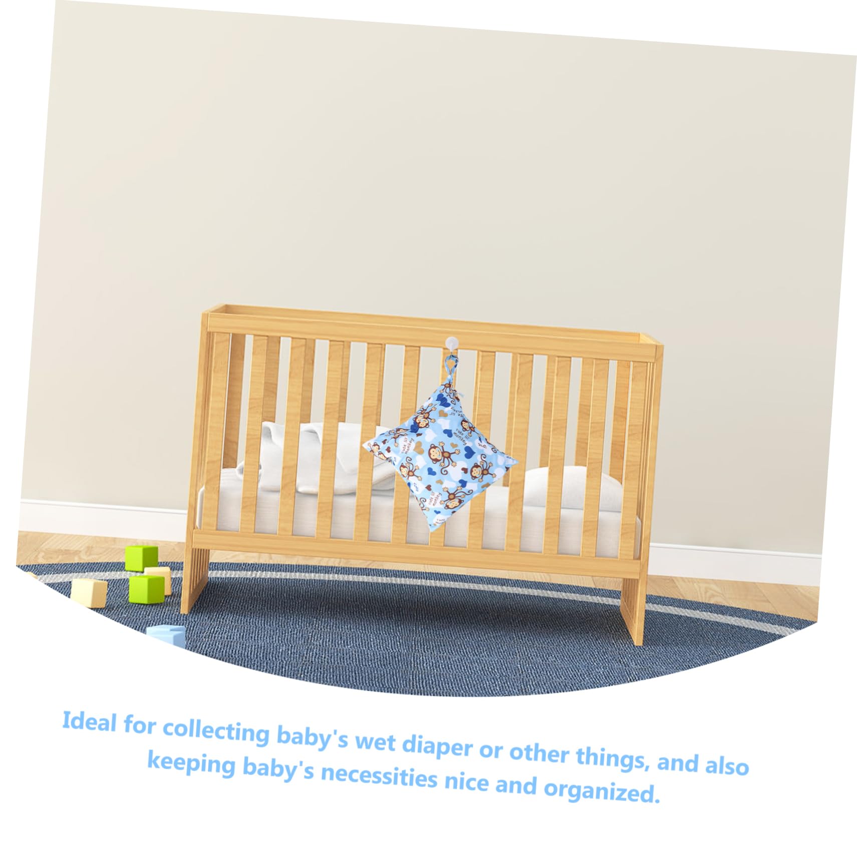 Vaguelly 2-Pack Reusable Waterproof Wet Dry Diaper Bags - Washable Baby Cloth Diaper Storage with Snap Handle, Tote Style, Polyester Material (Blue) - Perfect for Daycare, Travel & Swimming Essentials