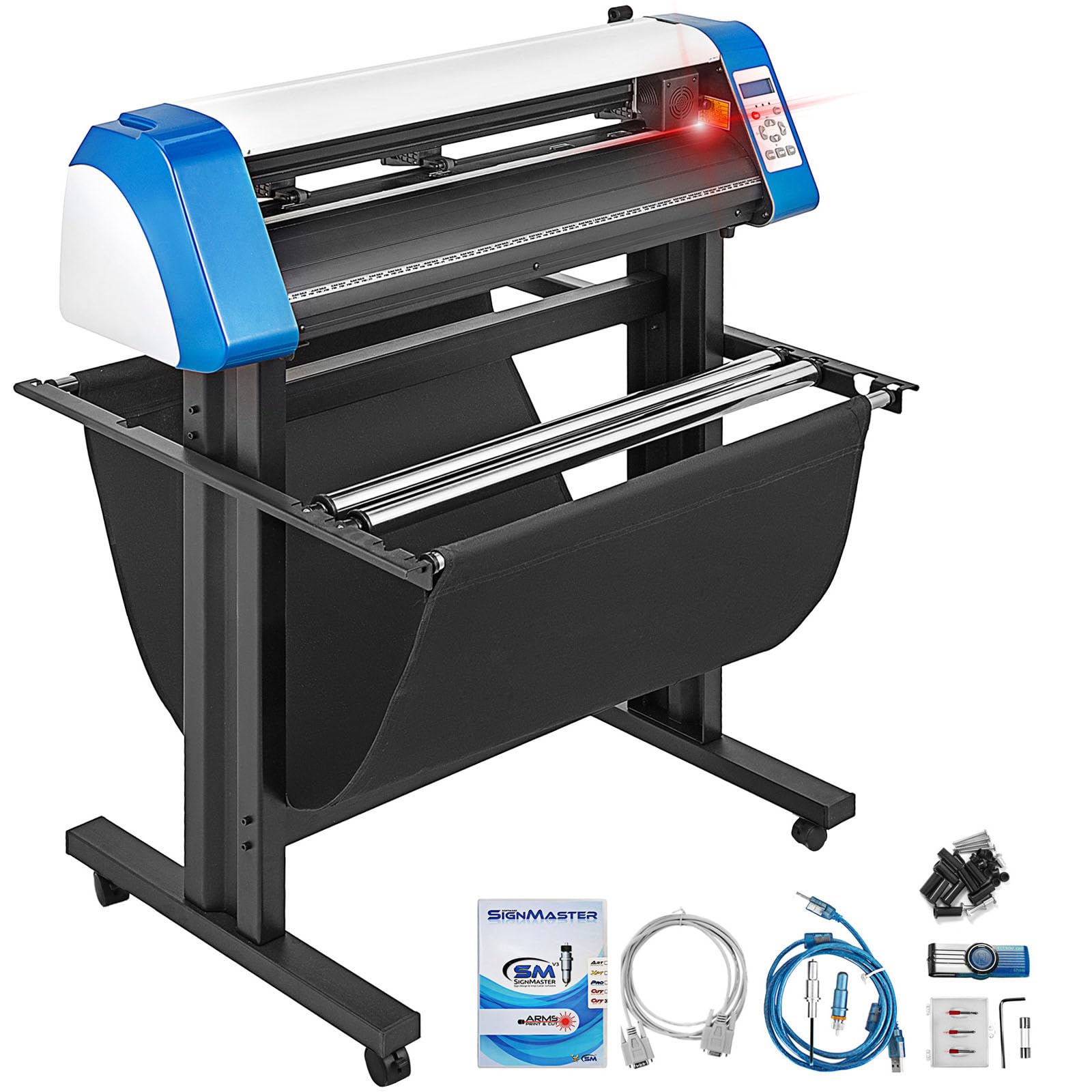 VEVOR 34 Inch Semi-Automatic Vinyl Cutter Machine with Floor Stand - DIY Sign Cutting for Home & Business, Compatible with Signmaster Software (Ideal for T-Shirts, Decals, Banners & Vehicle Wraps)