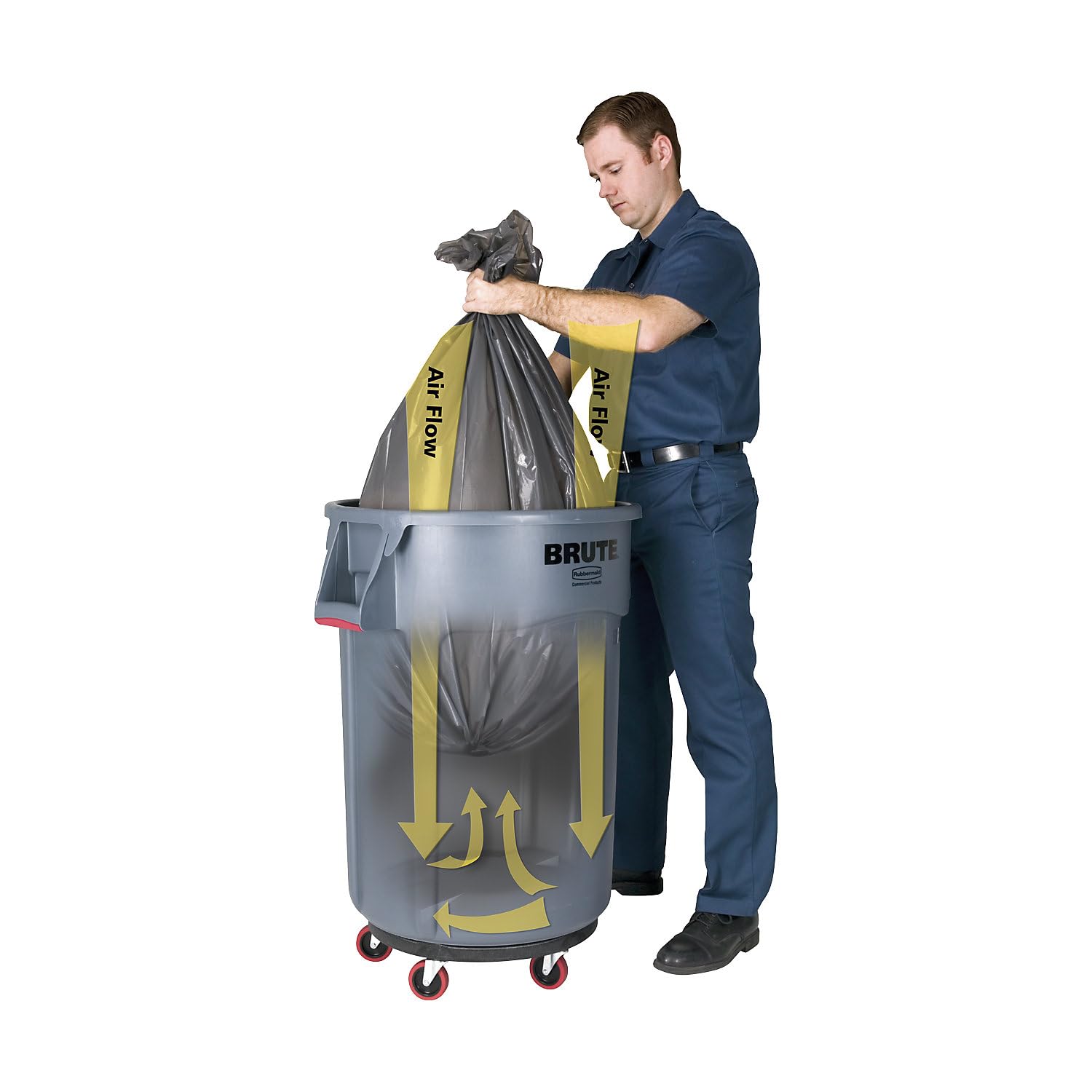 Rubbermaid Commercial 265500GY 55-Gallon Gray Round Brute Plastic Trash Can - Heavy-Duty Waste Container for Restaurants, Offices & Outdoor Use