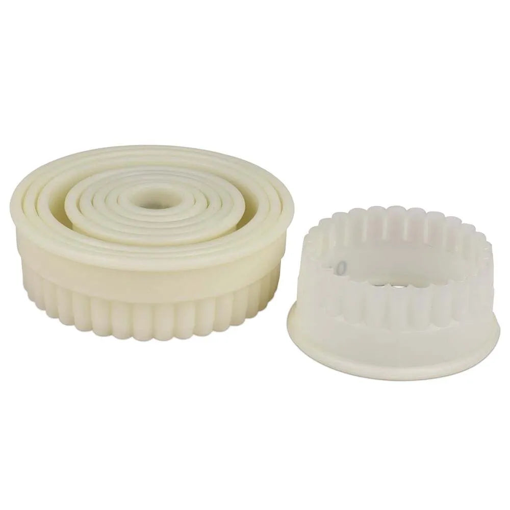 Exoglass Fluted Round Cutter Set - 9 Piece Professional Baking Tools for Perfect Pie Crusts & Pastry Edges | Ideal for Home Bakers & Professional Chefs