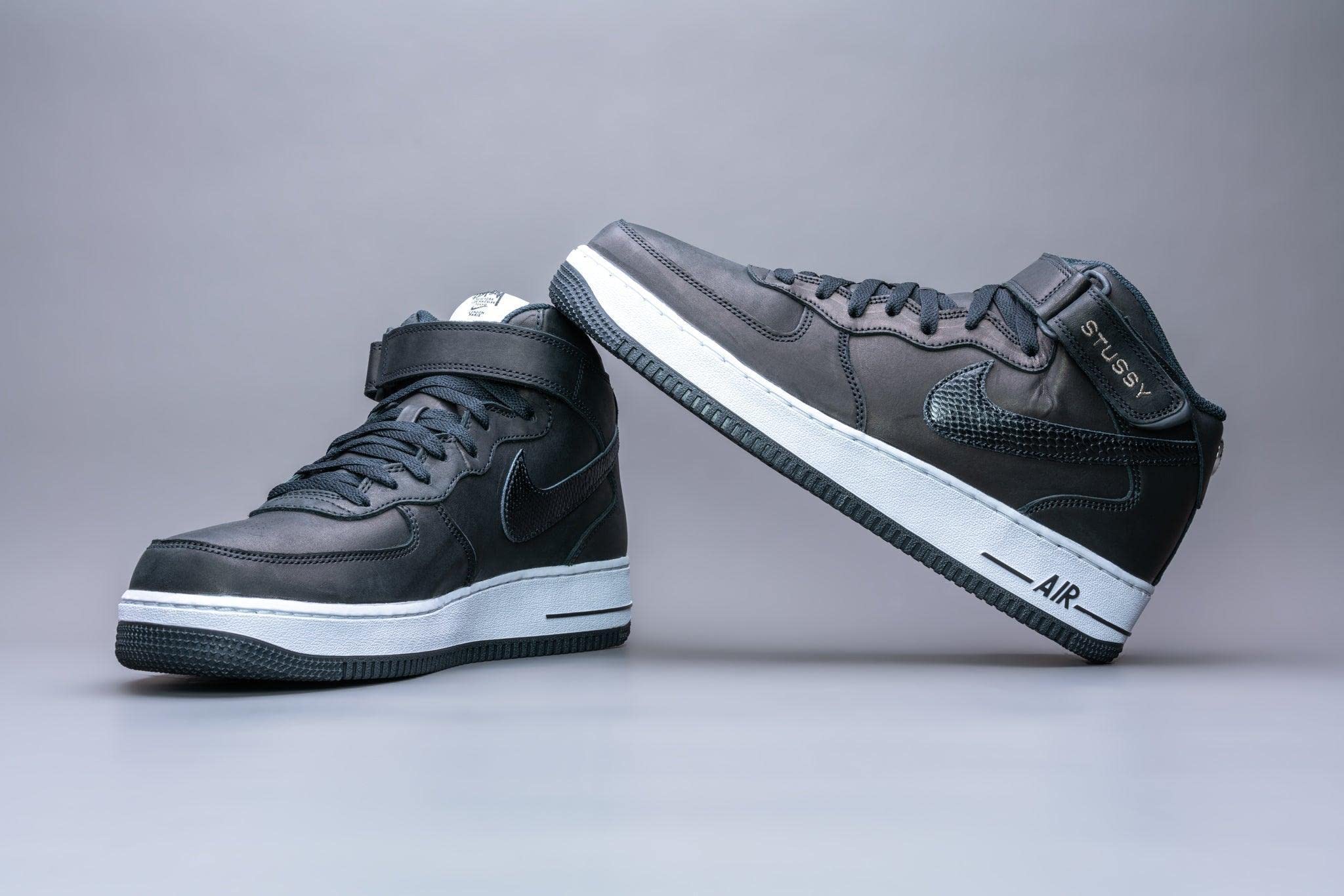 Nike Air Force 1 Mid Stussy Collaboration - Black Men's Sneakers Size 5 | Streetwear Fashion, Casual Wear & Basketball Shoes for Everyday Style