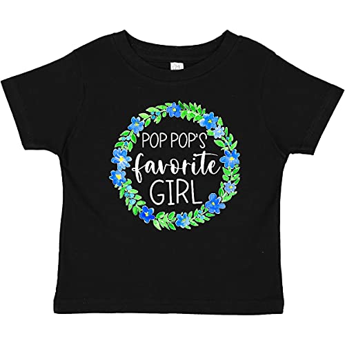 Pop Pop's Favorite Girl Blue Flowers Wreath Baby T-Shirt | Cute Floral Graphic Tee for Toddlers & Infants | Perfect for Family Photos, Grandparents Day & Special Occasions
