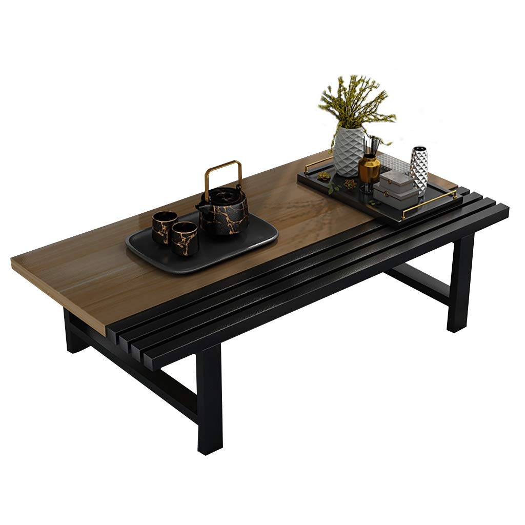 Japanese Style Low Coffee Table - E1 Eco-Friendly MDF Top & Carbon Steel Frame - 60x30x25cm - Perfect for Living Room, Tea House & Zen Decor
