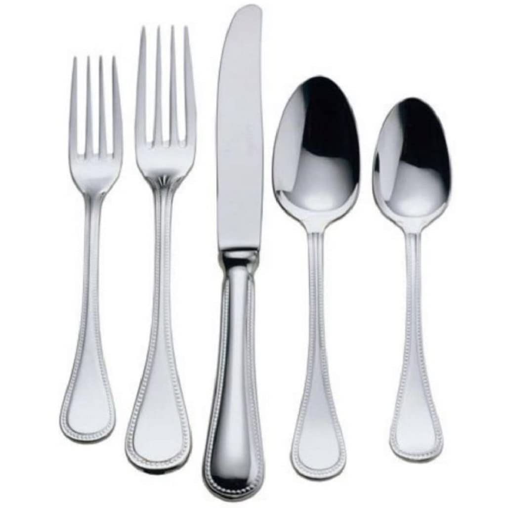 Premium 5-Piece Stainless Steel Flatware Set - Le Perle Elegant Dinnerware for Everyday Use, Fine Dining & Special Occasions