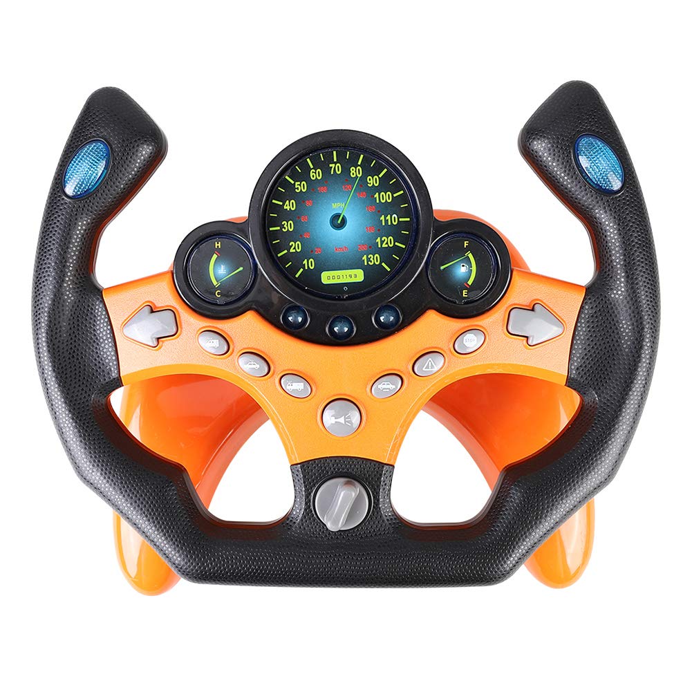 Coherny Kids Steering Wheel Toy - Portable Driving Controller with Music & Sound Effects | Educational Car Copilot Toy for Toddlers | Perfect Gift for Pretend Play & Road Trip Fun