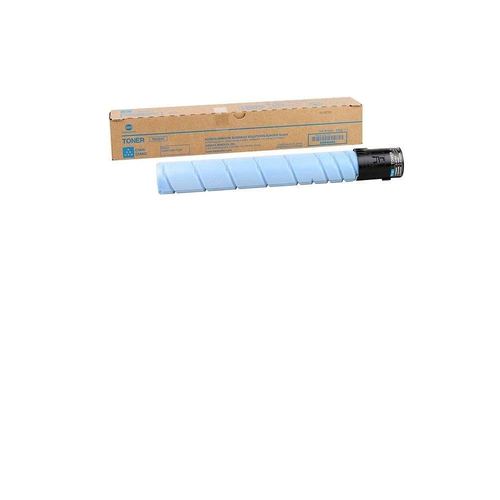 Original Konica Minolta TN324C A8DA430 Cyan Toner Cartridge for Bizhub C258 C308 C368 Copiers - High Yield Replacement for Office Printing & Document Copying