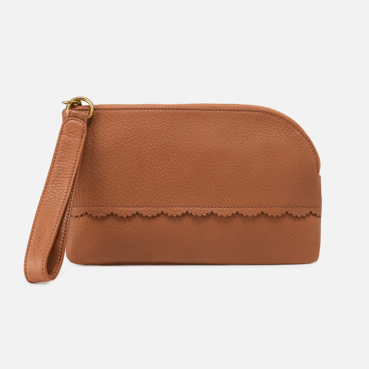 Pebbled Leather Tabby Wristlet Handbag - Warm Honey Color | Perfect for Everyday Use, Shopping & Travel Accessories