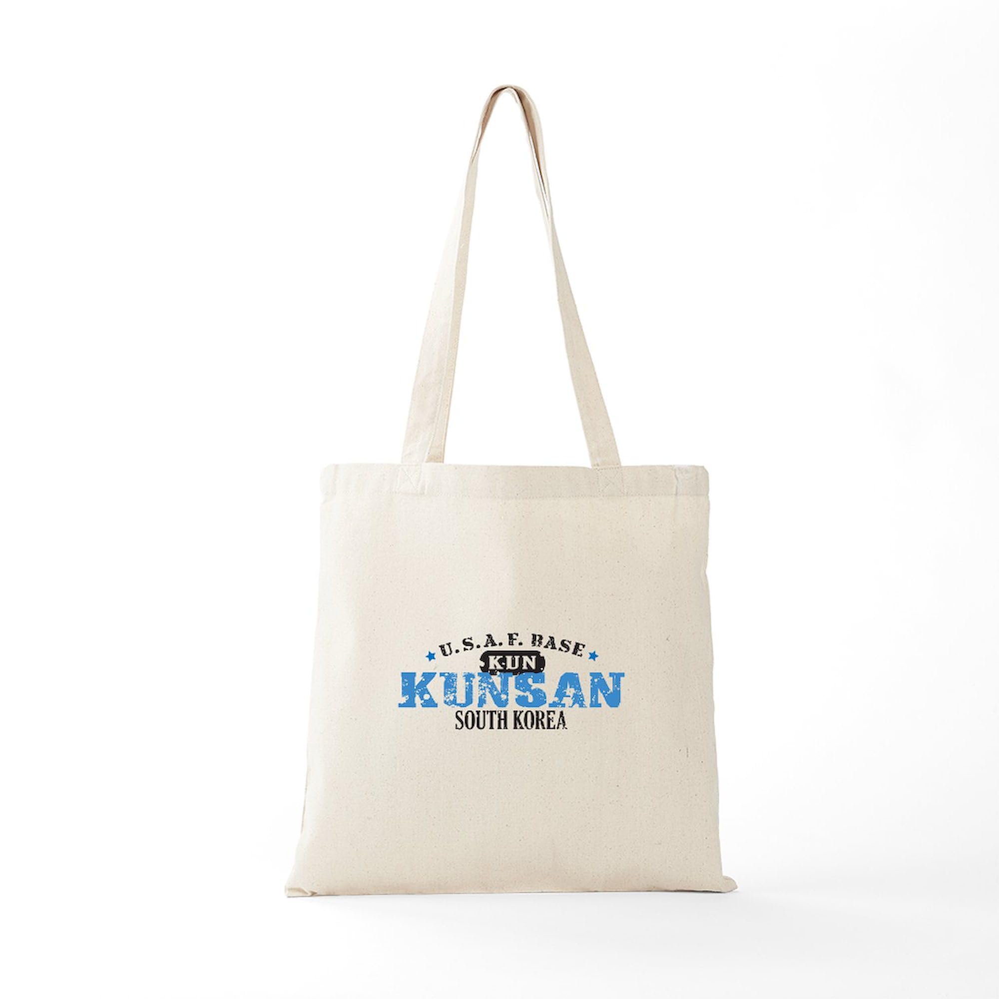 Kunsan Air Force Base Tote Bag - Natural Canvas Reusable Shopping Bag for Military Supporters, Commissary & PX Shopping, Beach Trips & Daily Errands