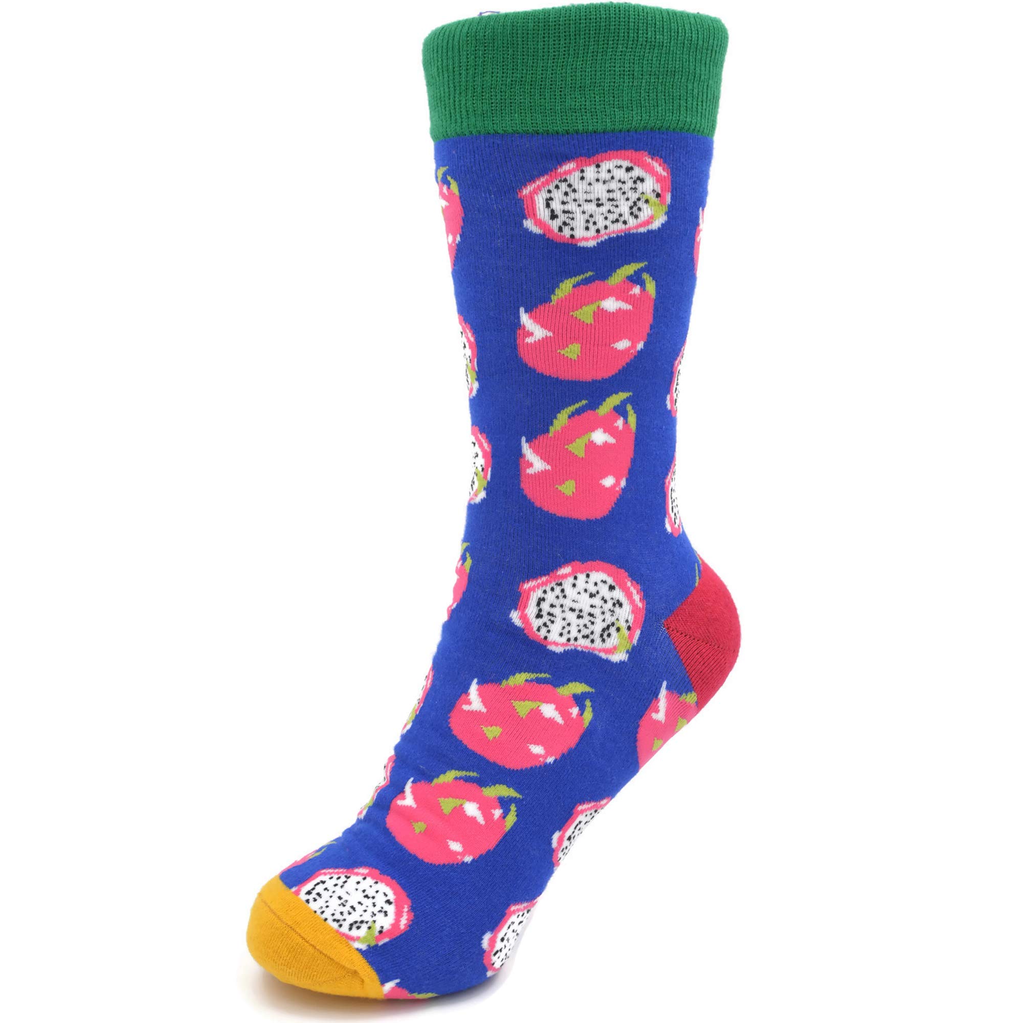 Premium Dragon Fruit Print Men's Dress Socks - Stylish & Comfortable Formal Socks for Work, Office & Special Occasions - Perfect Gift for Men Who Love Unique Patterns