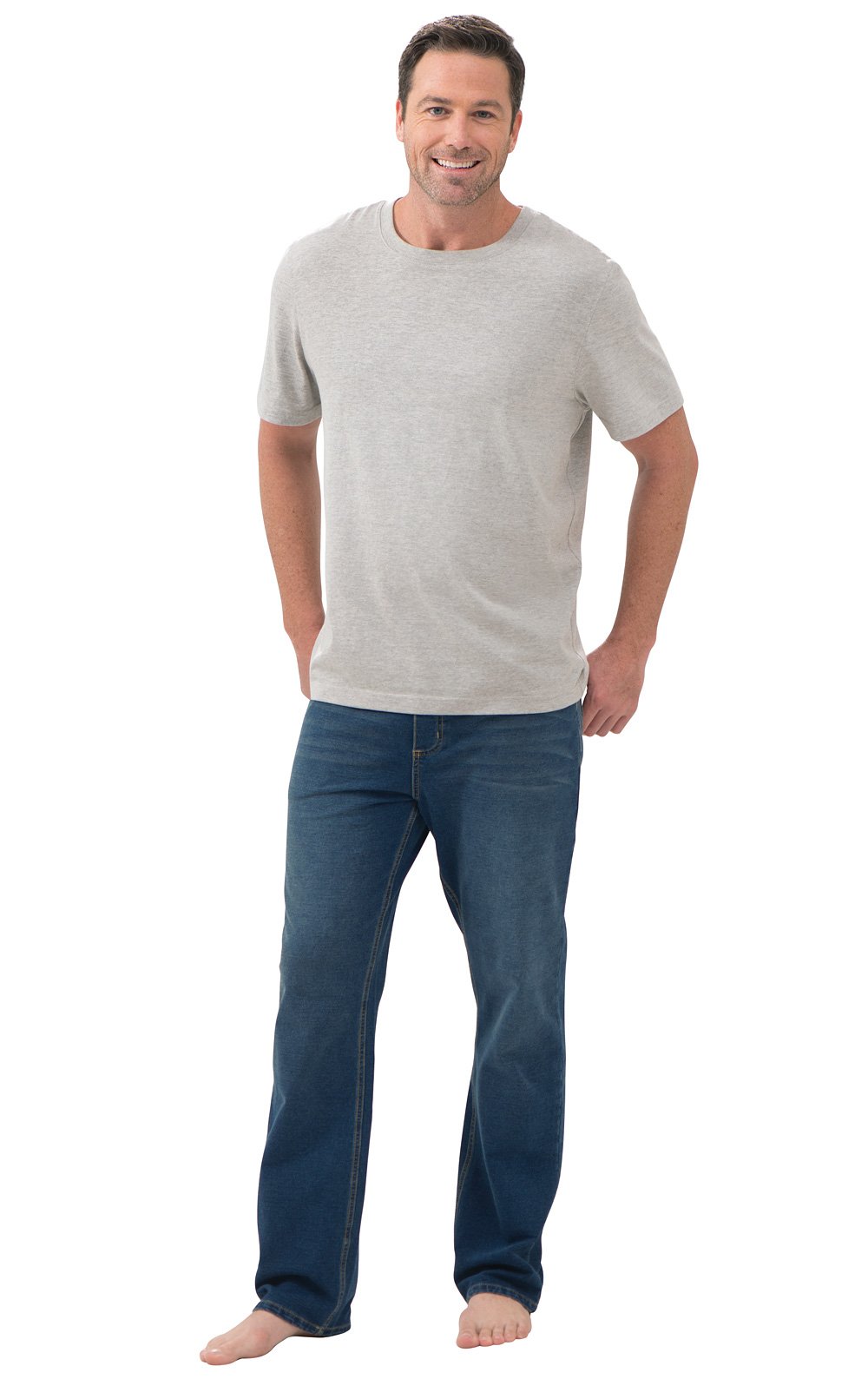 Men's Pajama Jeans - Stretch Denim Pull-On Pants with Elastic Waist | Straight Leg Comfortable Sweatpant Style Jeans for Lounge, Travel & Casual Wear