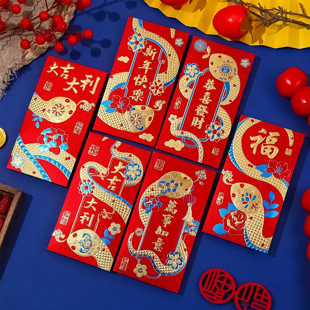 2025 Chinese New Year Red Envelopes - 36Pcs Lucky Money Packets (3.5