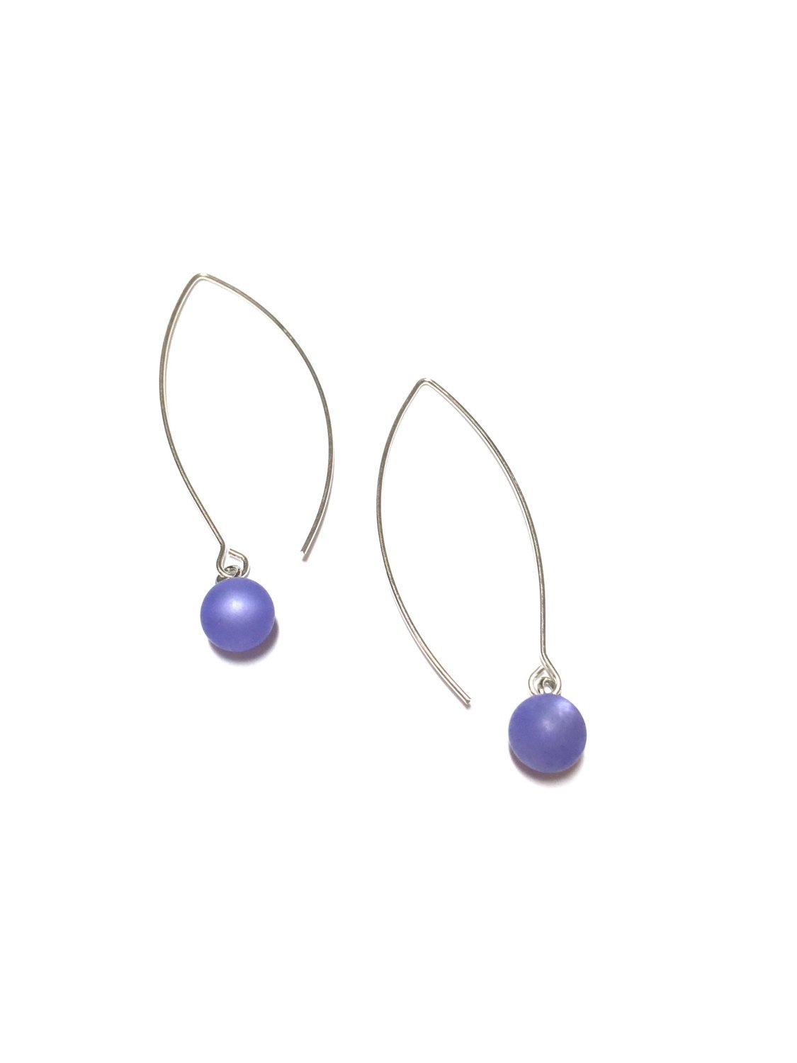 Indigo Frosted Moonglow Raindrop Earrings - Vintage Lucite Drop Earrings with Long Earwires in Gold or Silver - Perfect for Evening Parties, Weddings & Boho Fashion