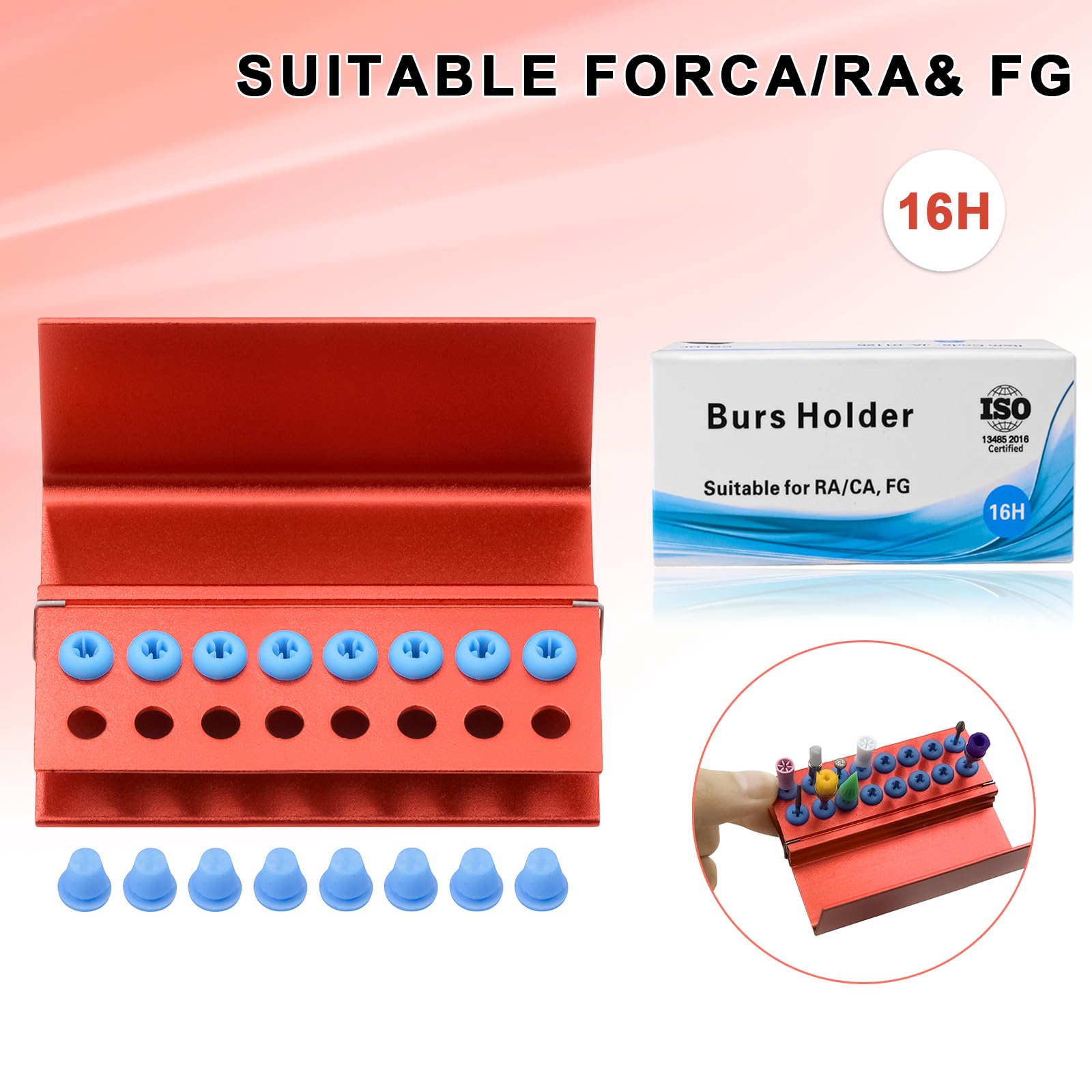 3PCS Aluminum Alloy Endo Box with Cover - 16 Hole Bur Holder & Organizer for Dental Tools - Sterilizable Case (Red) - Perfect for Dental Clinics, Labs & Sterilization Storage