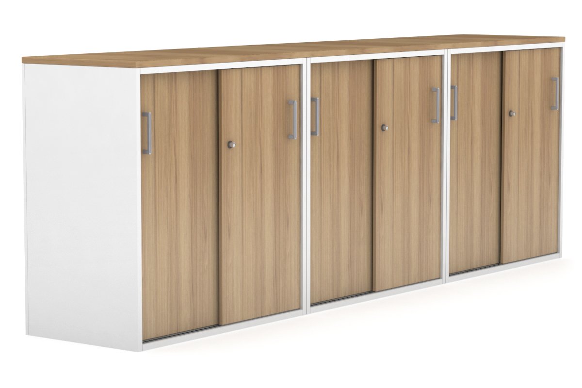 Modern 2400W x 900H x 450D Sliding Door Credenza for Office & Home - Medium Uniform Storage Cabinet with Smooth Gliding Doors - Perfect for Living Room, Bedroom or Entryway Organization