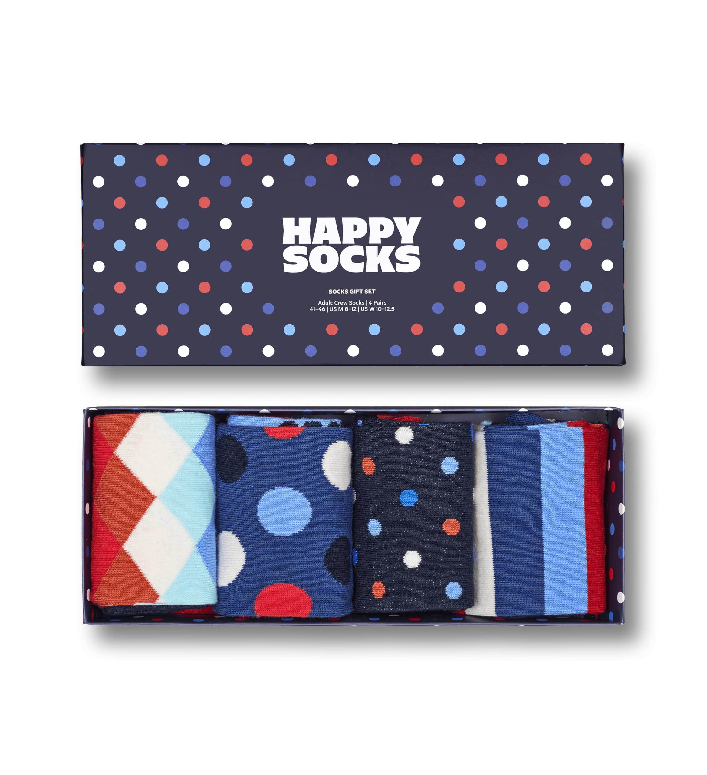 Happy Socks Black & White Striped Crew Socks for Men & Women - Soft Cotton Low Cut Ankle Socks with Gift Box - Eco-Friendly Sustainable Fashion - Perfect for Casual Wear, Office & Gifting